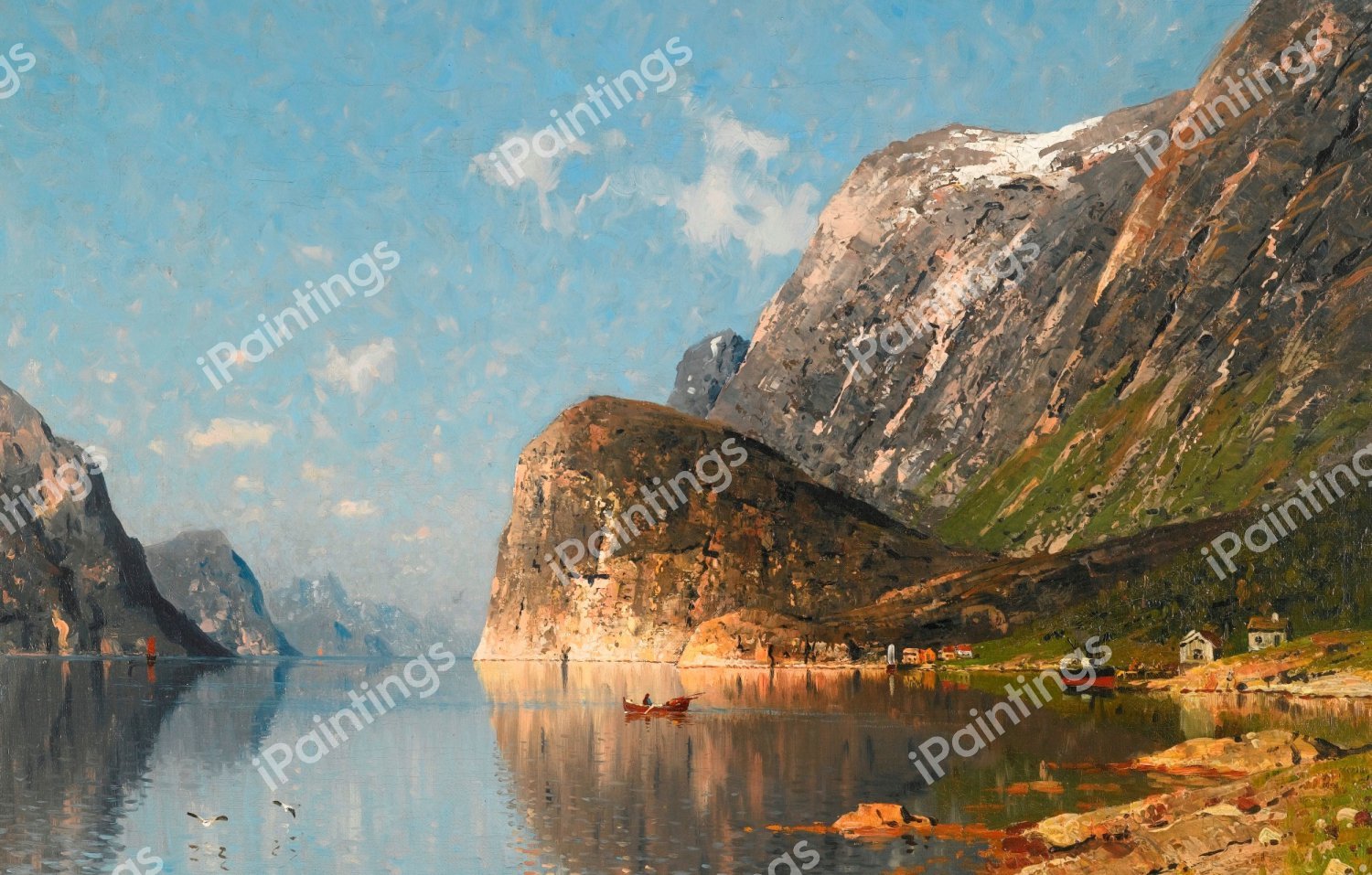 Norwegian Fjord. The painting by Adelsteen Normann