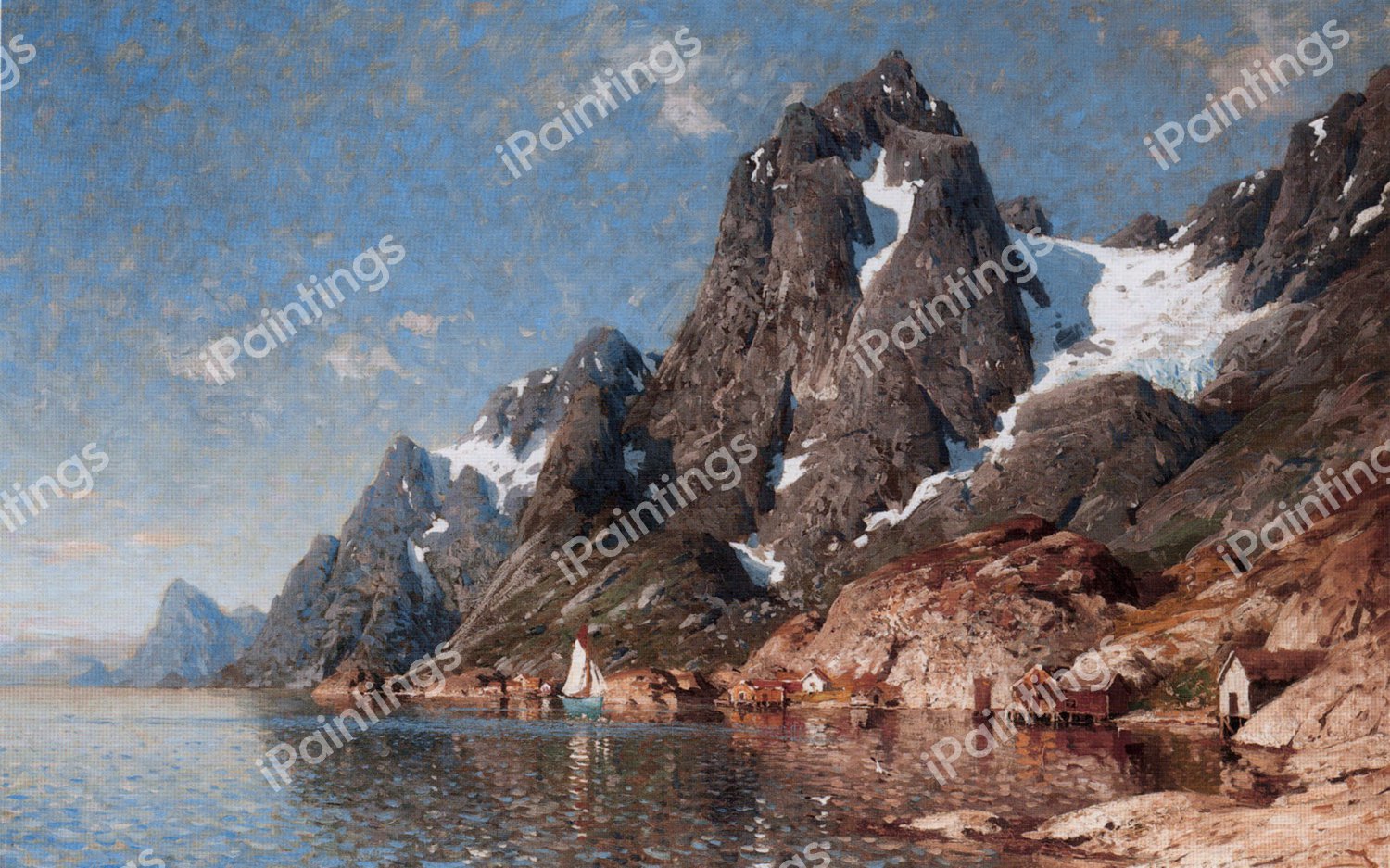 Sailing on the Fjord. The painting by Adelsteen Normann