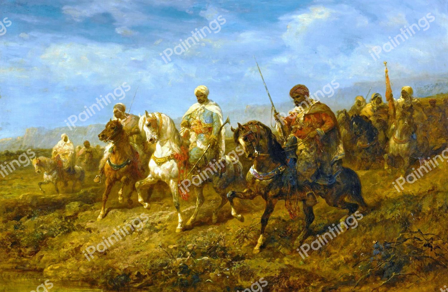 Advancing Cavalrymen. The painting by Adolf Schreyer
