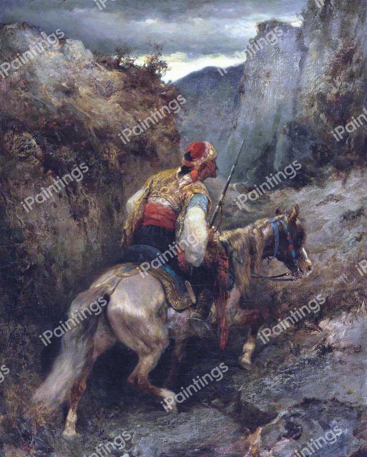 An Arabian Horse. The painting by Adolf Schreyer