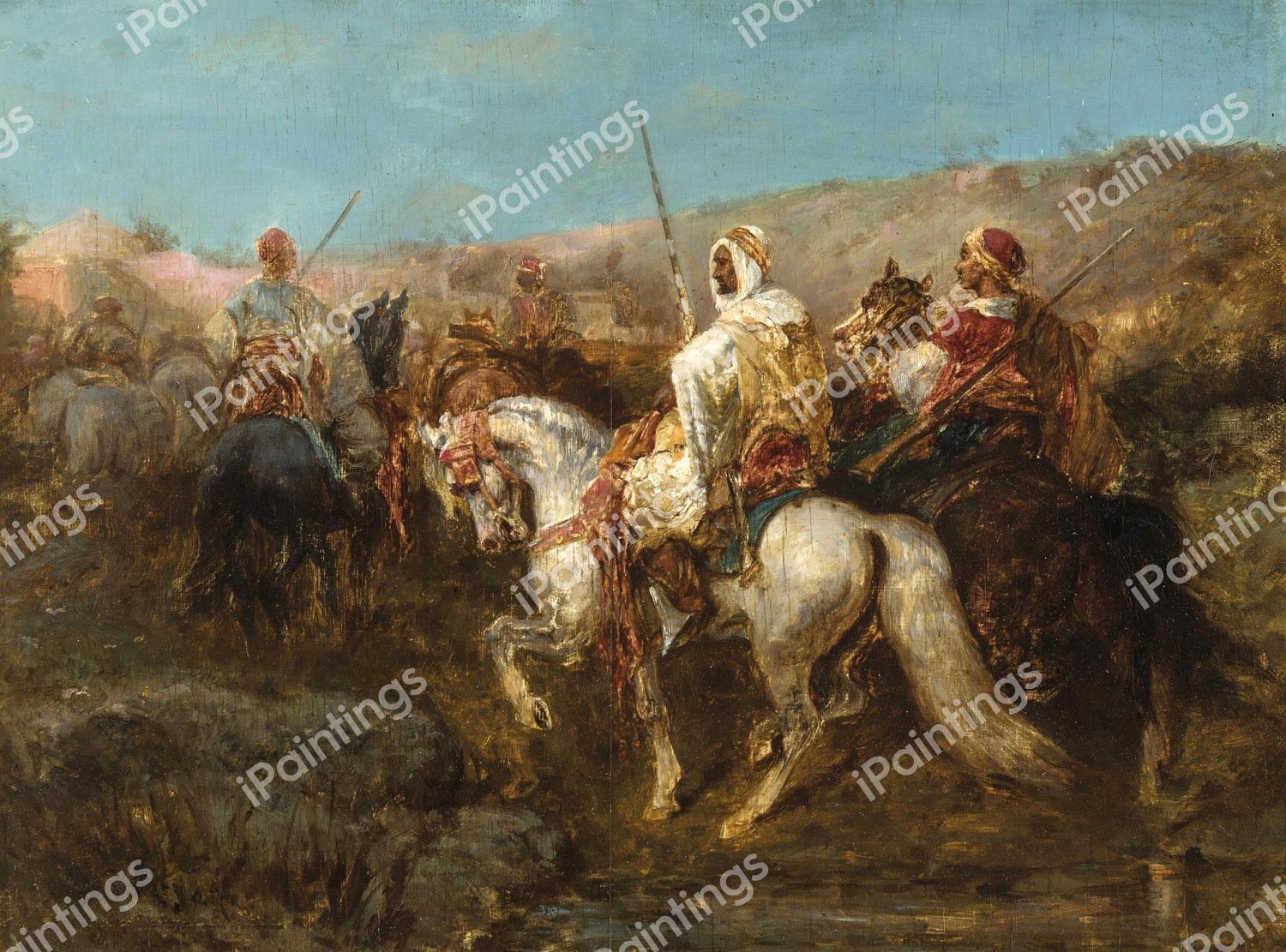 Arabische Ruiters. The painting by Adolf Schreyer