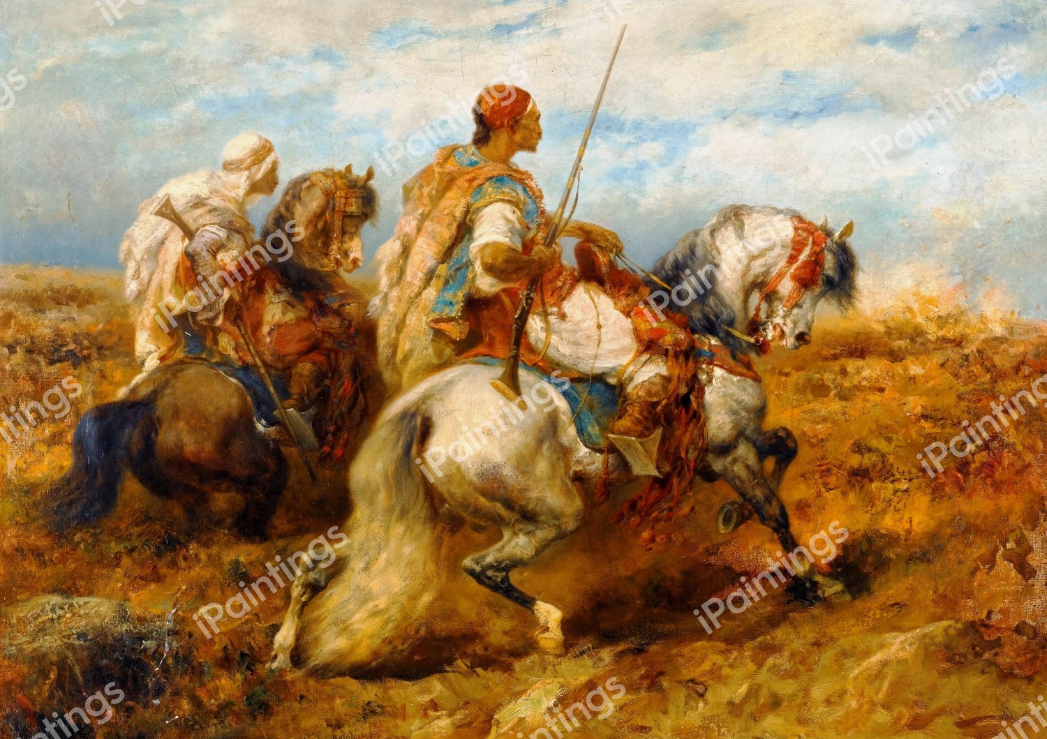 Horsemen. The painting by Adolf Schreyer