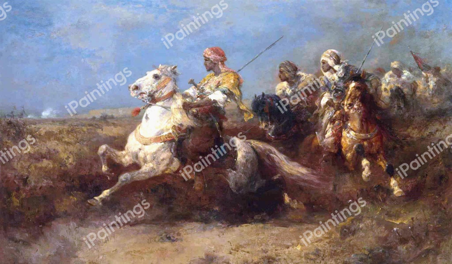 The Ambush. The painting by Adolf Schreyer