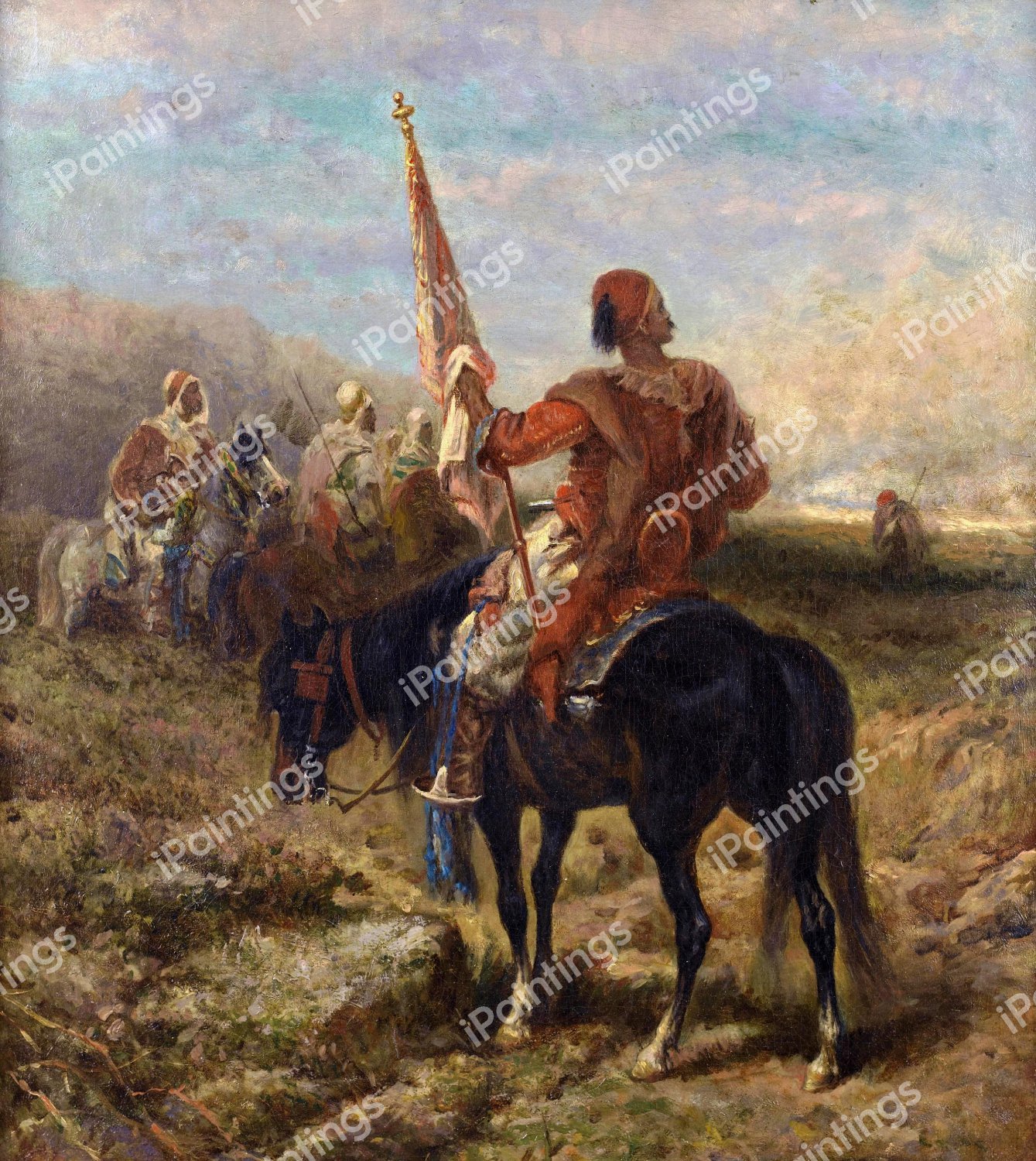 The Standard Carrier. The painting by Adolf Schreyer