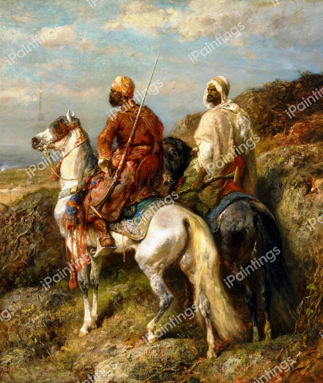 Two Arabian Riders. The painting by Adolf Schreyer