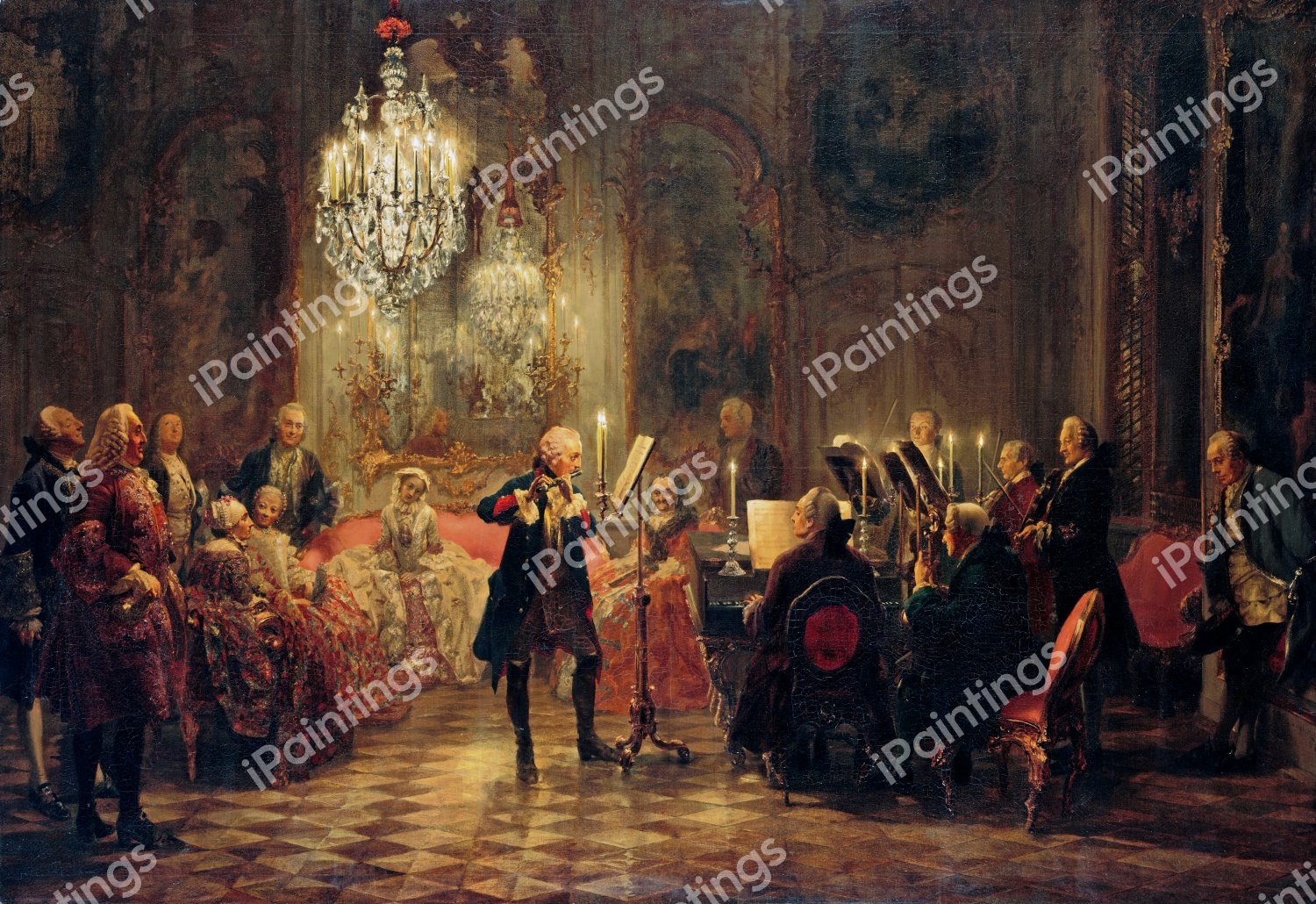 The Concert with Frederick the Great in Sanssouci. The painting by Adolph Von Menzel
