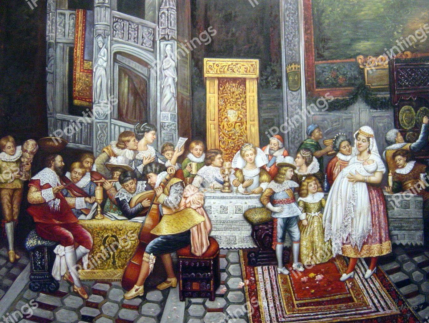 Baptism Of The Conde. The painting by Adolphe Alexandre Lesrel