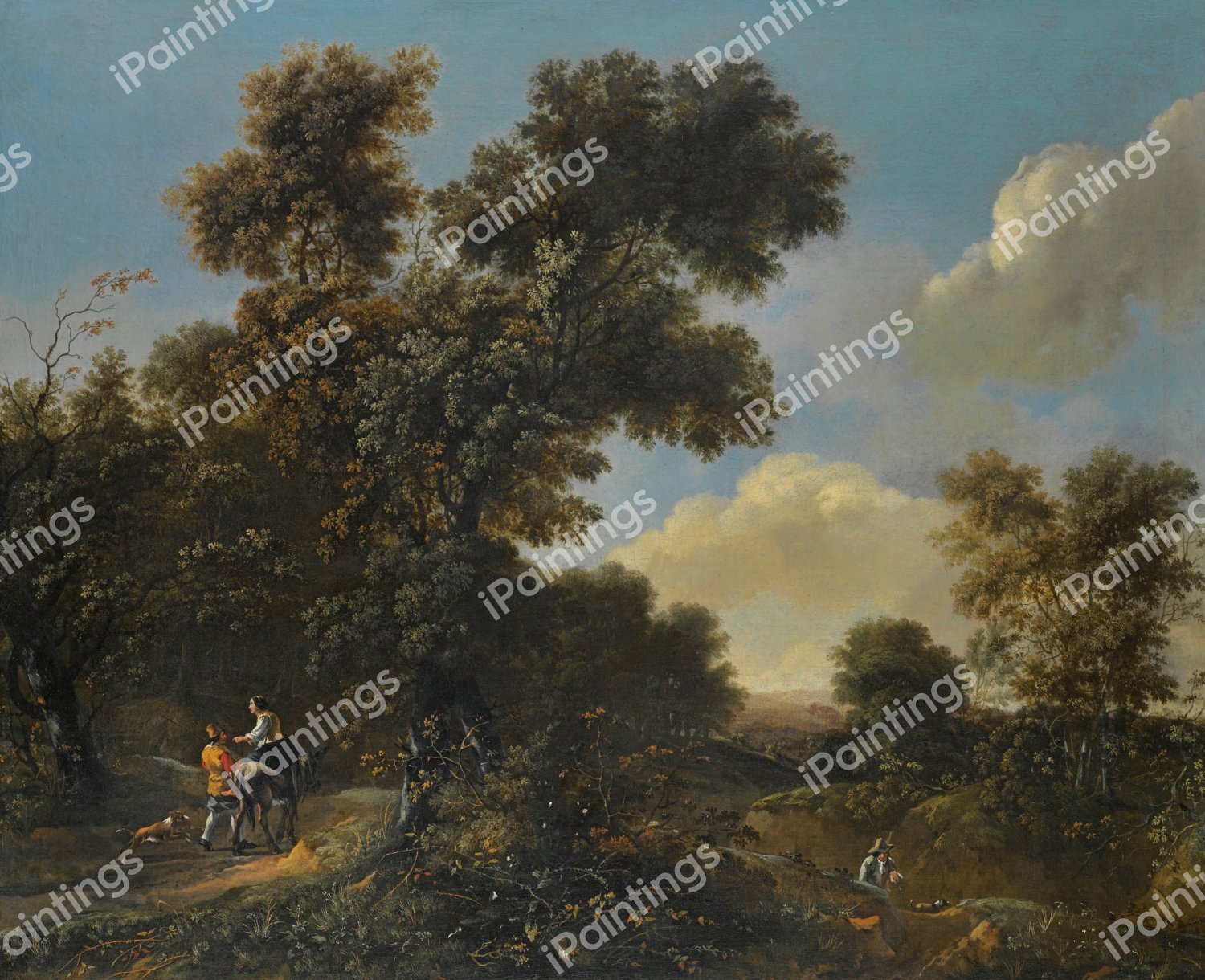 A Wooded Landscape with Travellers on a Sandy Path. The painting by Adriaen Hendriksz Verboom