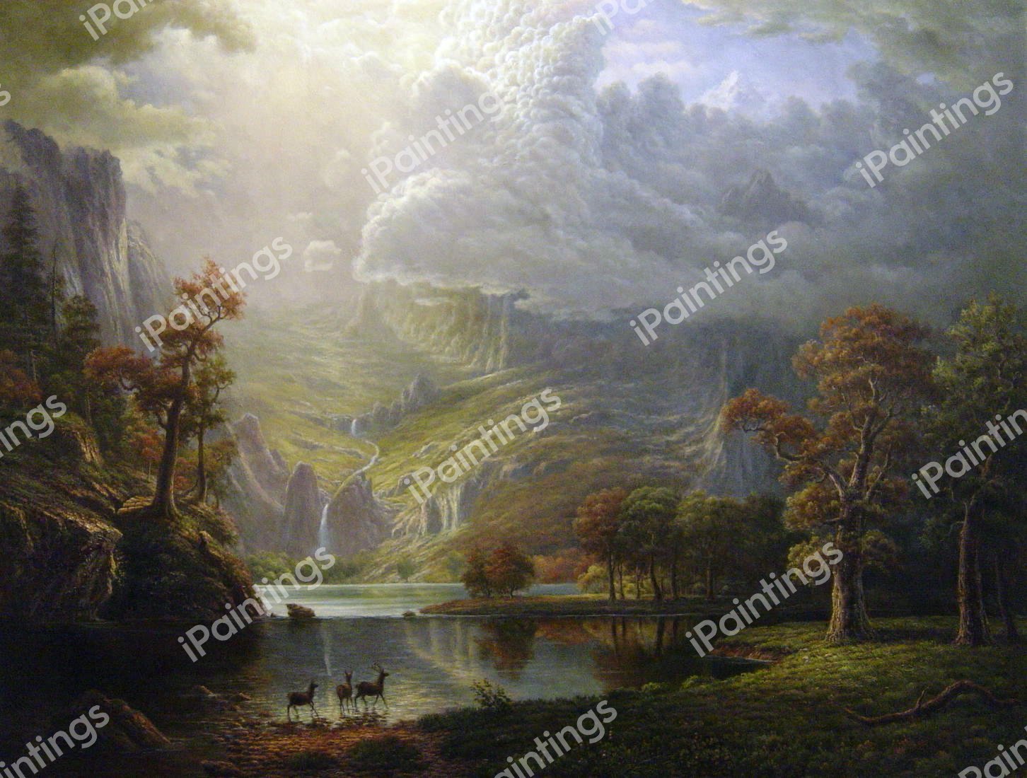 A Sierra Nevada Morning. The painting by Albert Bierstadt