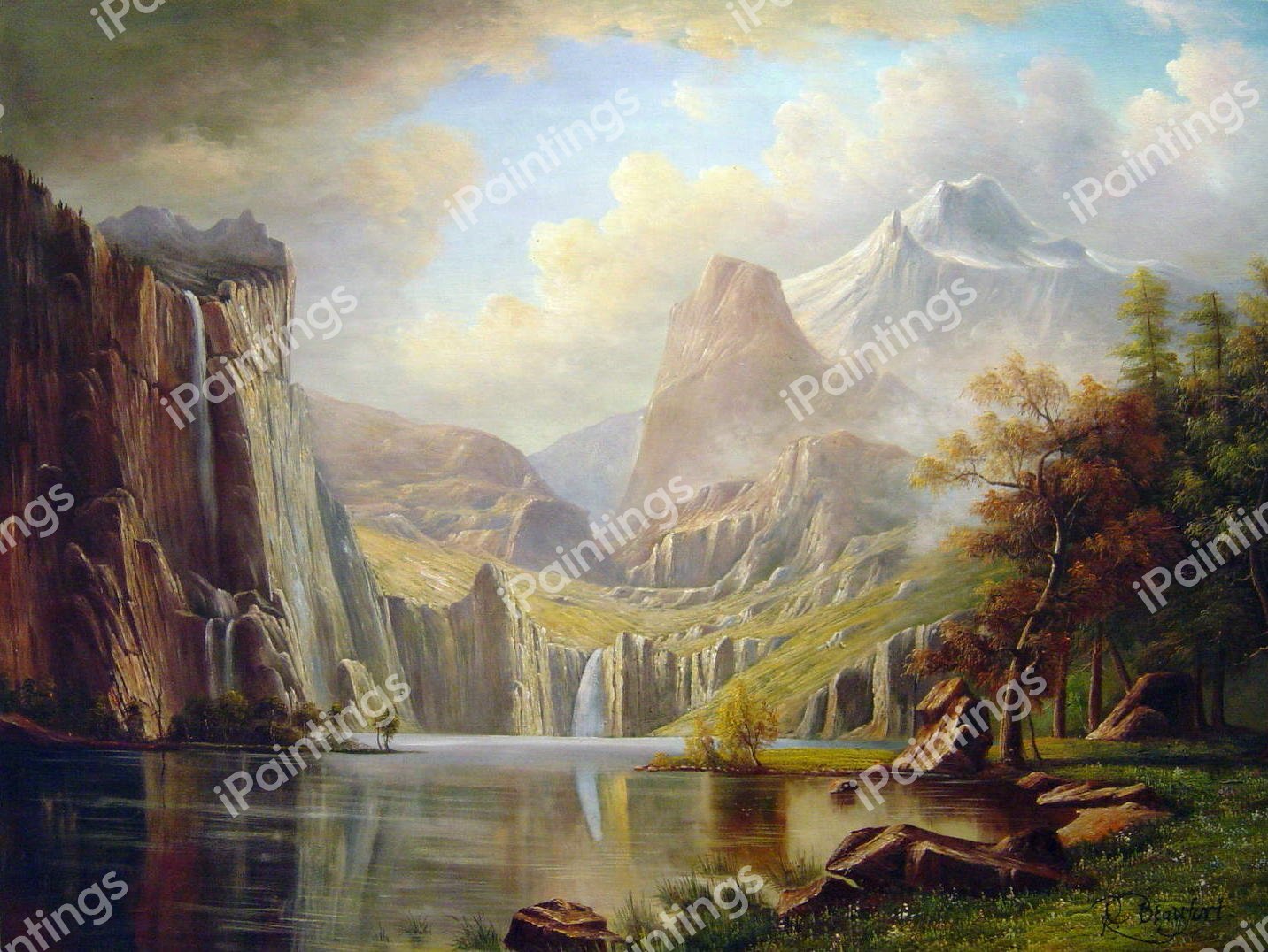 A View In The Mountains. The painting by Albert Bierstadt
