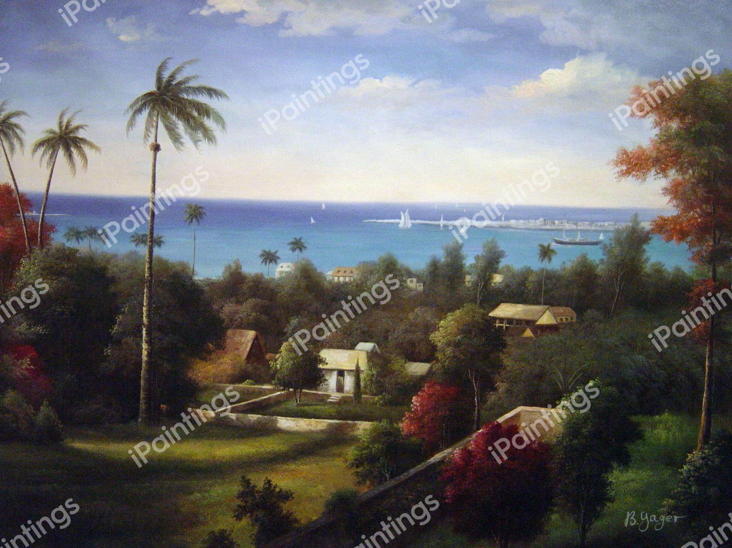 Bahama Harbor. The painting by Albert Bierstadt