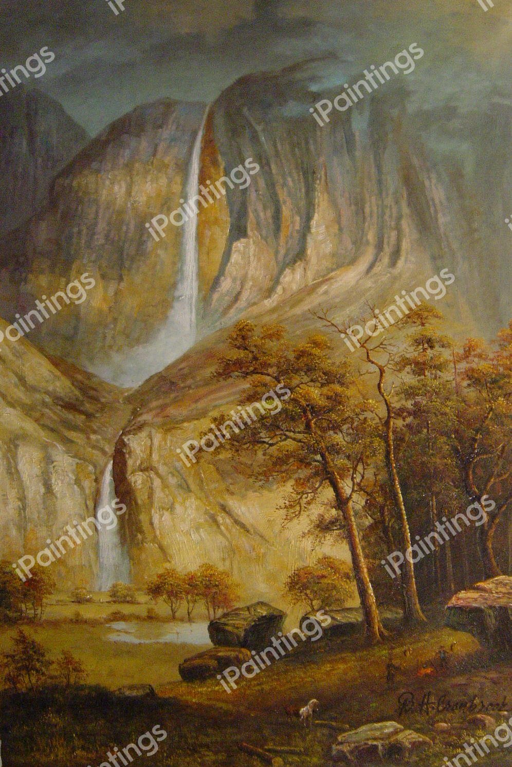 Cho-looke, The Yosemite Fall. The painting by Albert Bierstadt