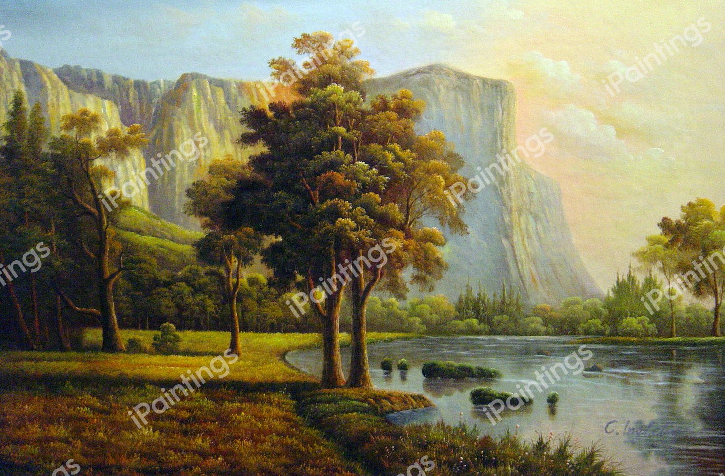 El Capitan, Yosemite Valley, California. The painting by Albert Bierstadt