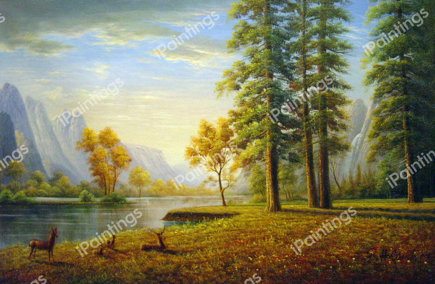 Hetch Hetchy Valley, California. The painting by Albert Bierstadt