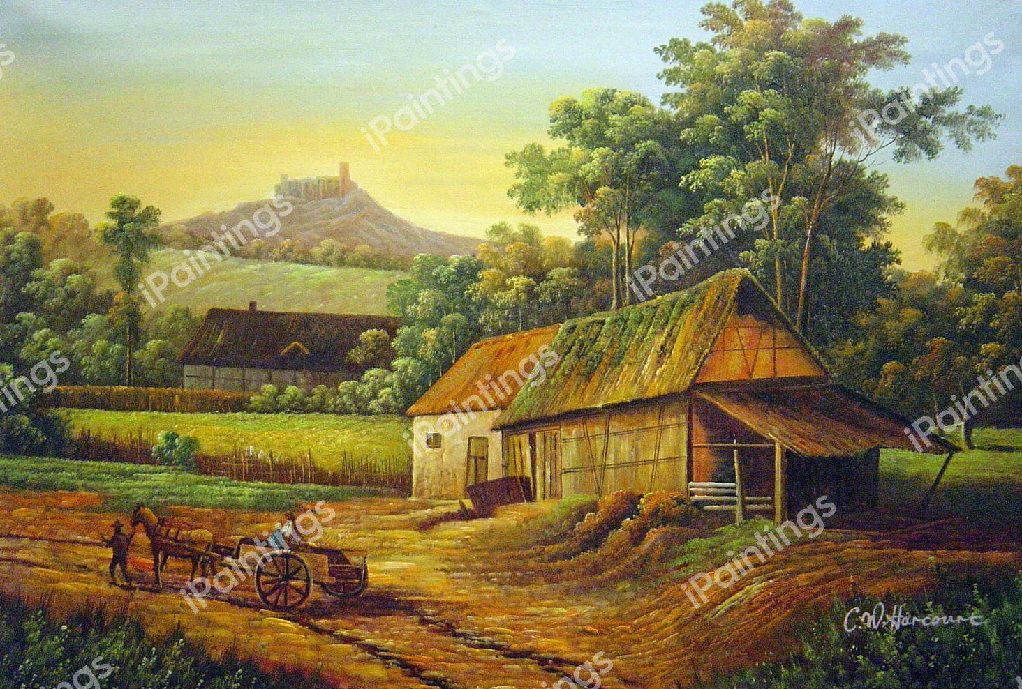 In The Foothills. The painting by Albert Bierstadt