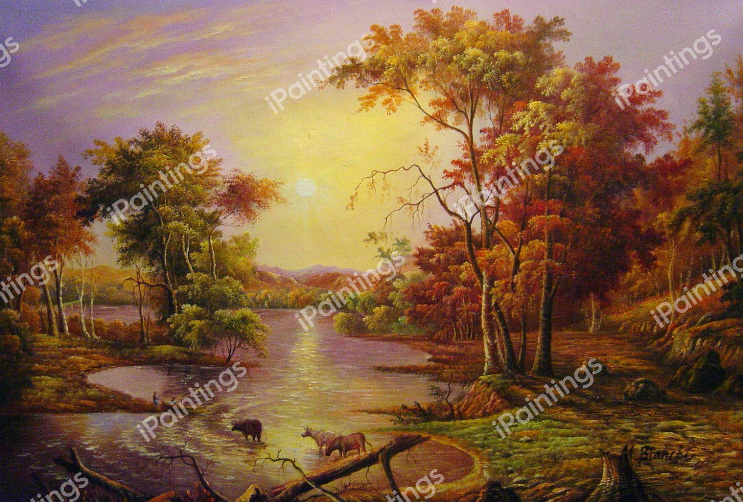Indian Summer - Hudson River. The painting by Albert Bierstadt