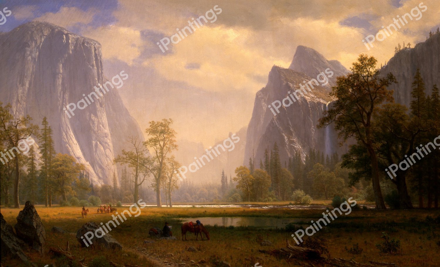 Looking Up the Yosemite Valley. The painting by Albert Bierstadt
