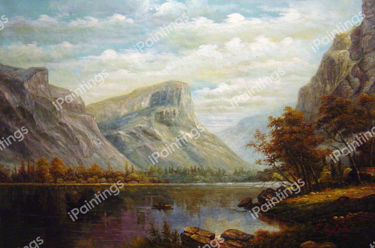 Mirror Lake, Yosemite Valley. The painting by Albert Bierstadt