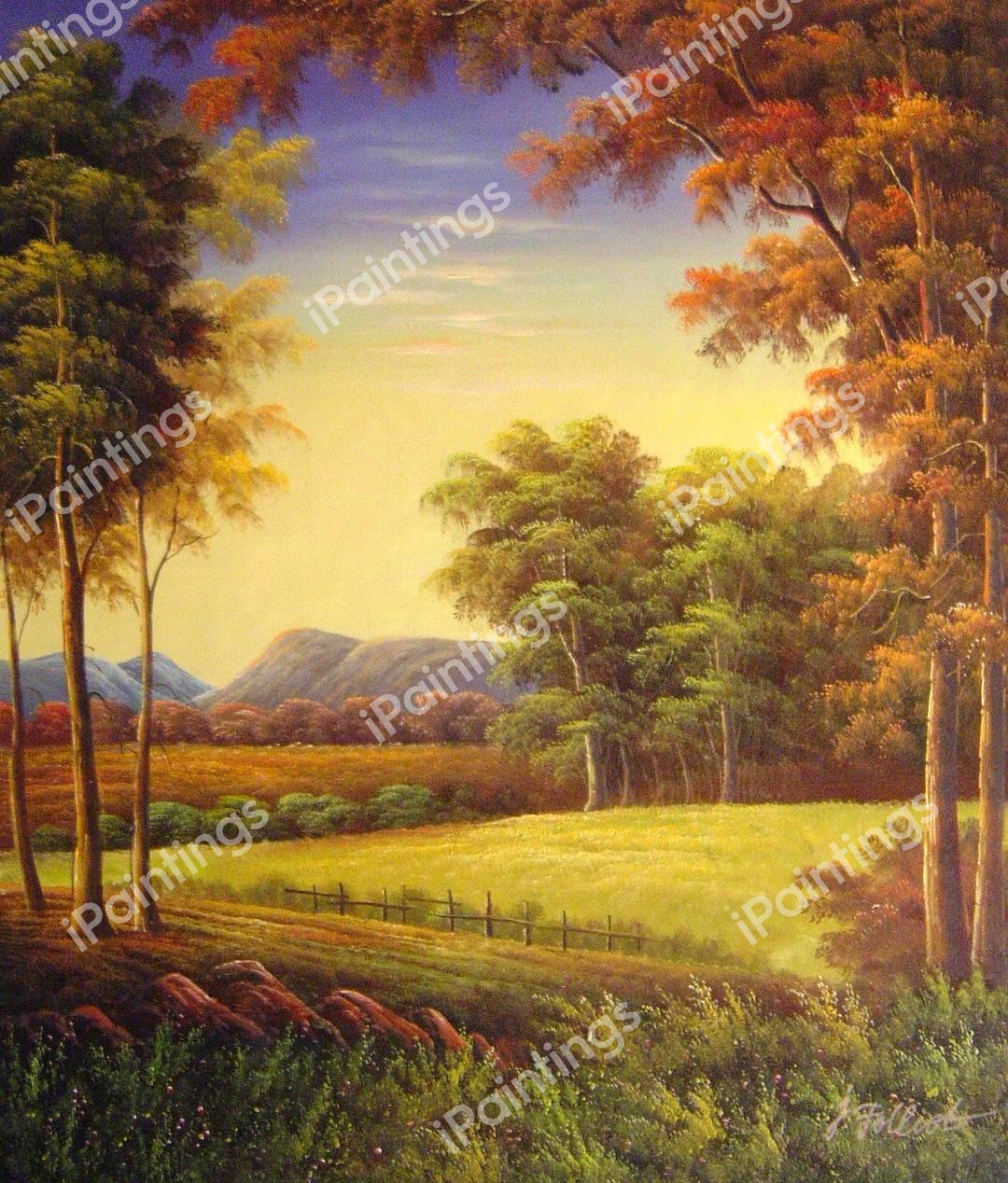 Oneida County, New York - Autumn In America. The painting by Albert Bierstadt