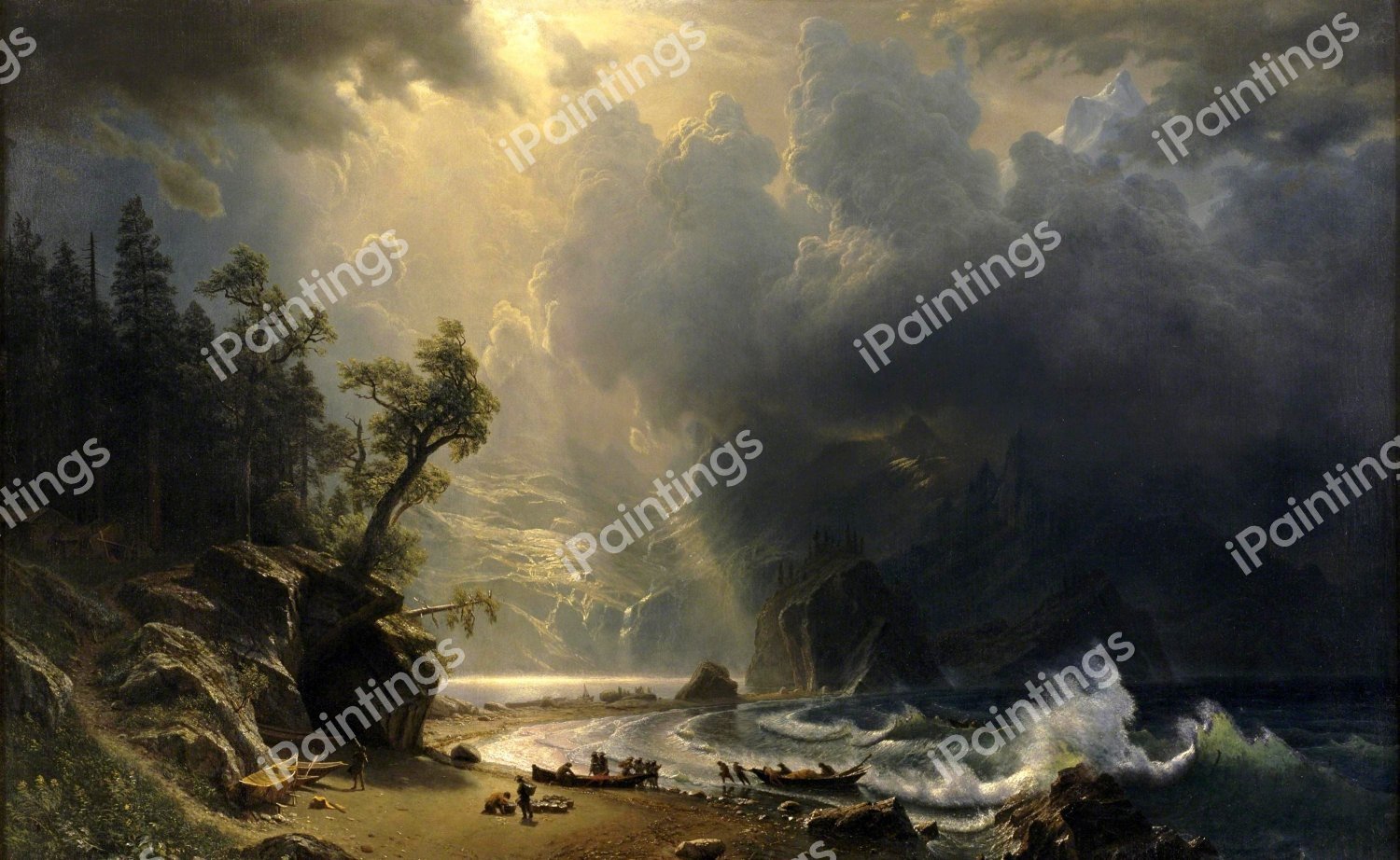 Puget Sound on the Pacific Coast. The painting by Albert Bierstadt