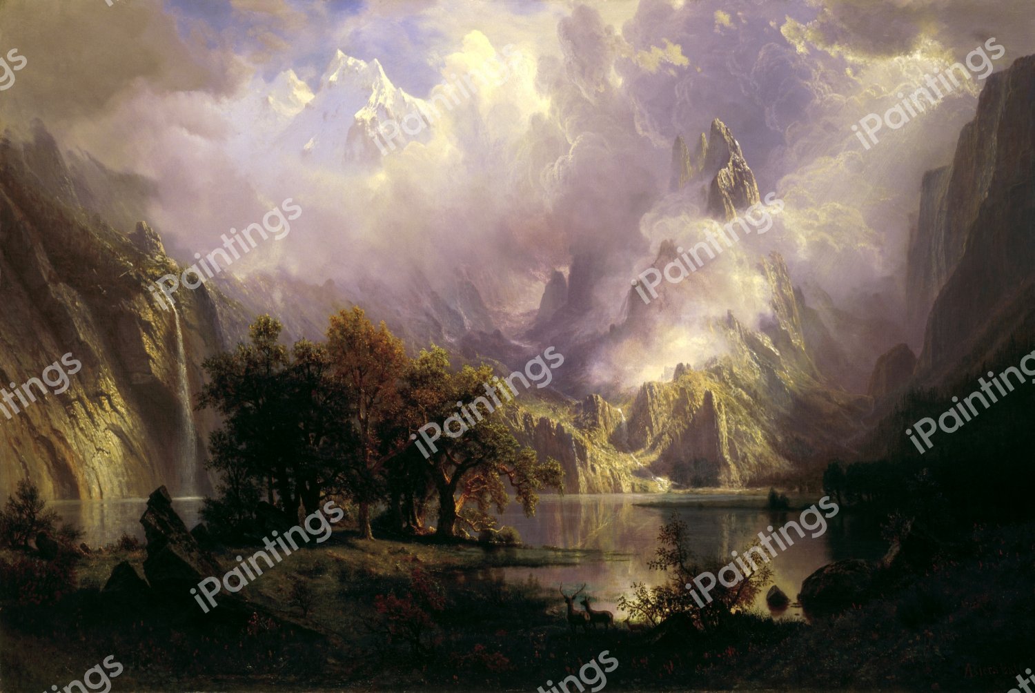 Rocky Mountain Landscape. The painting by Albert Bierstadt