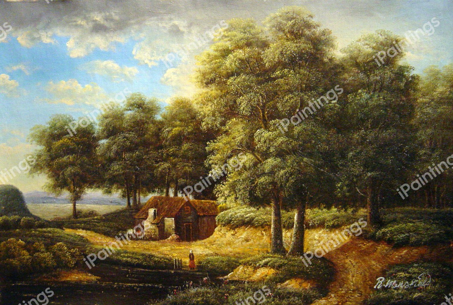 Rustic House. The painting by Albert Bierstadt