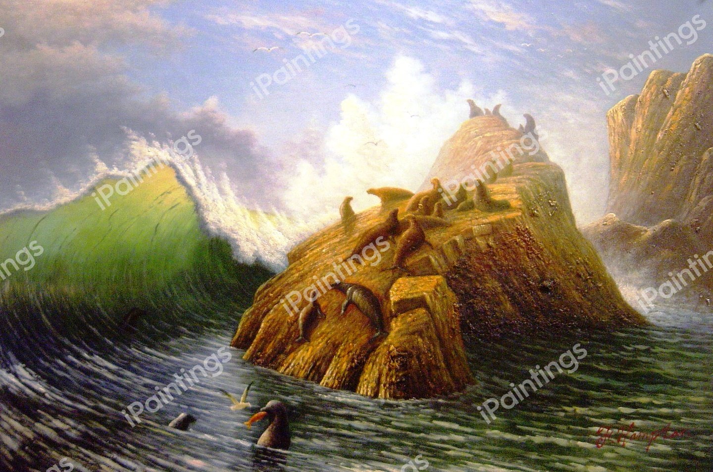 Seal Rock. The painting by Albert Bierstadt