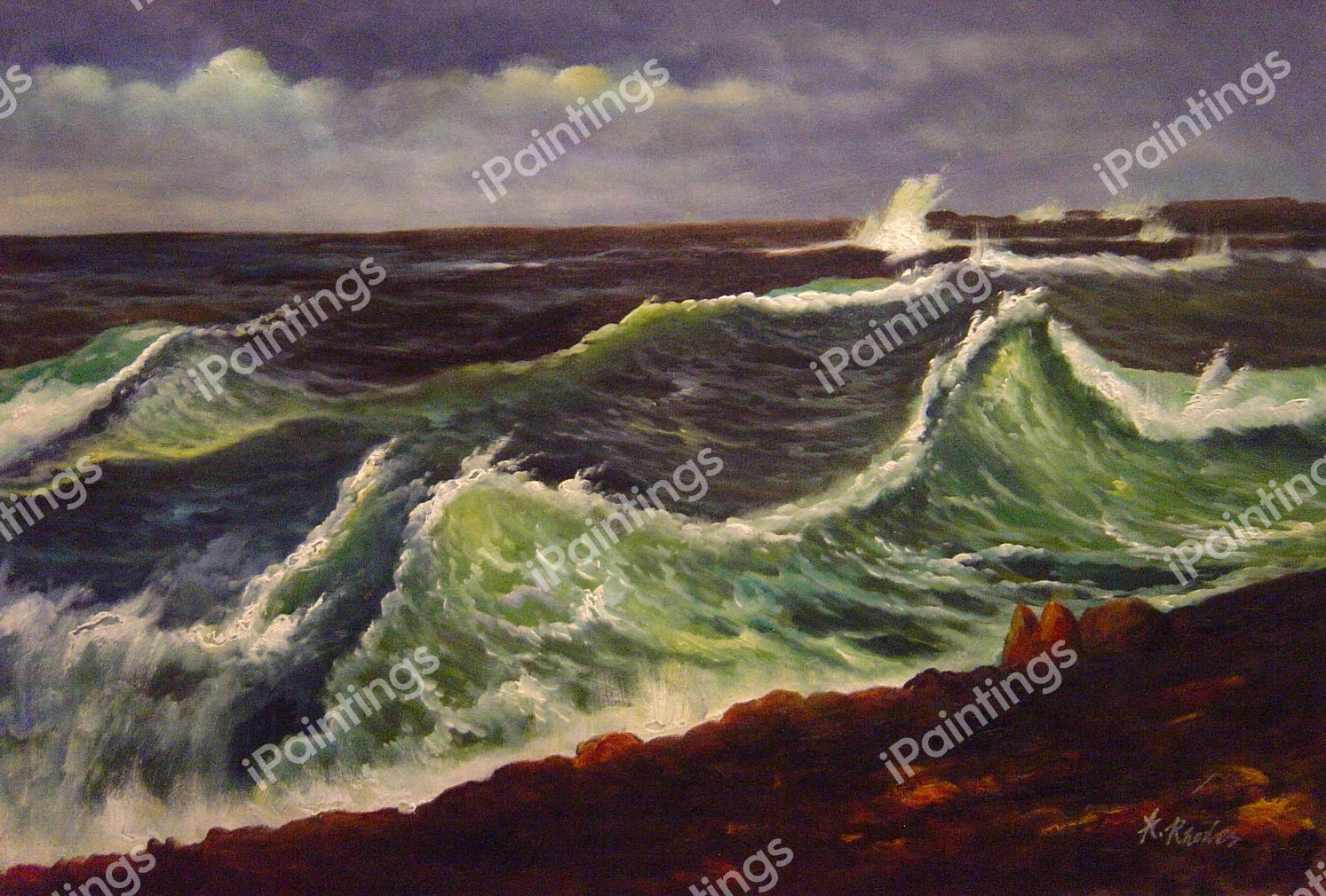 Seascape. The painting by Albert Bierstadt