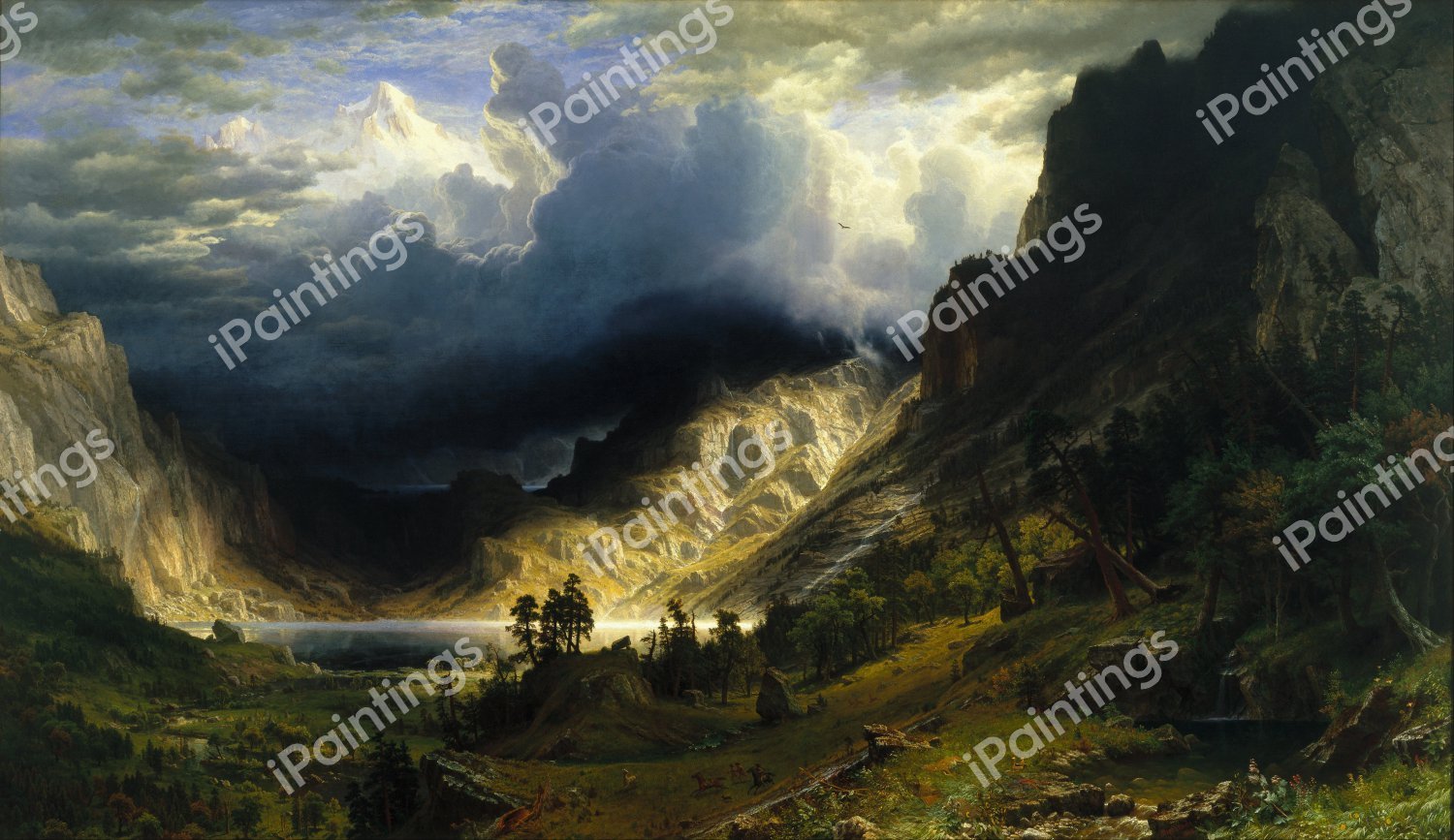 Storm in the Rocky Mountains, Mount Rosalie. The painting by Albert Bierstadt