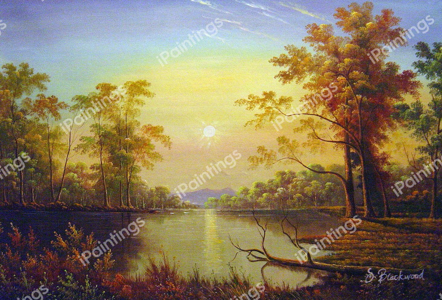 Sunrise. The painting by Albert Bierstadt