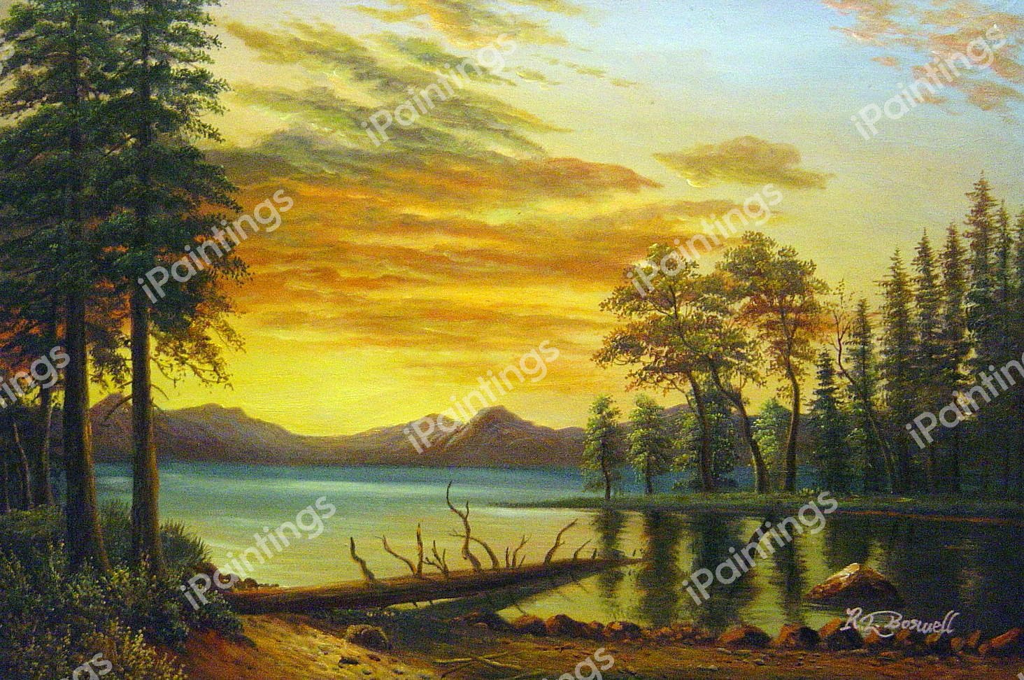 Sunset Over The River Painting by Albert Bierstadt Reproduction ...