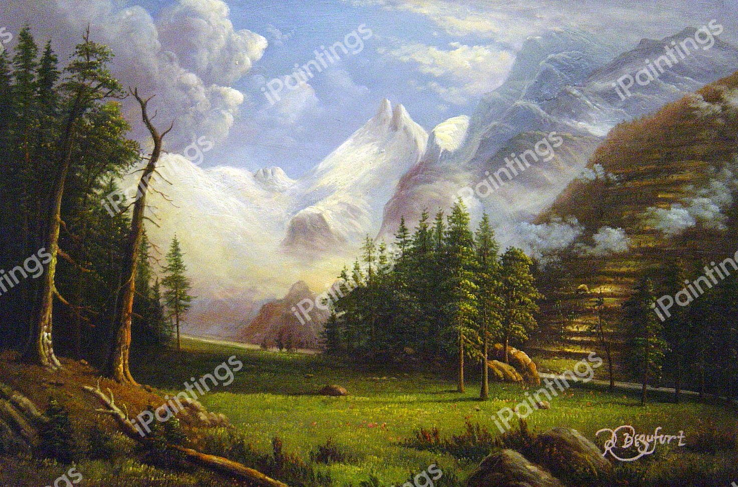 The Morteratsch Glacier, Upper Engadine Valley, Pontresina. The painting by Albert Bierstadt