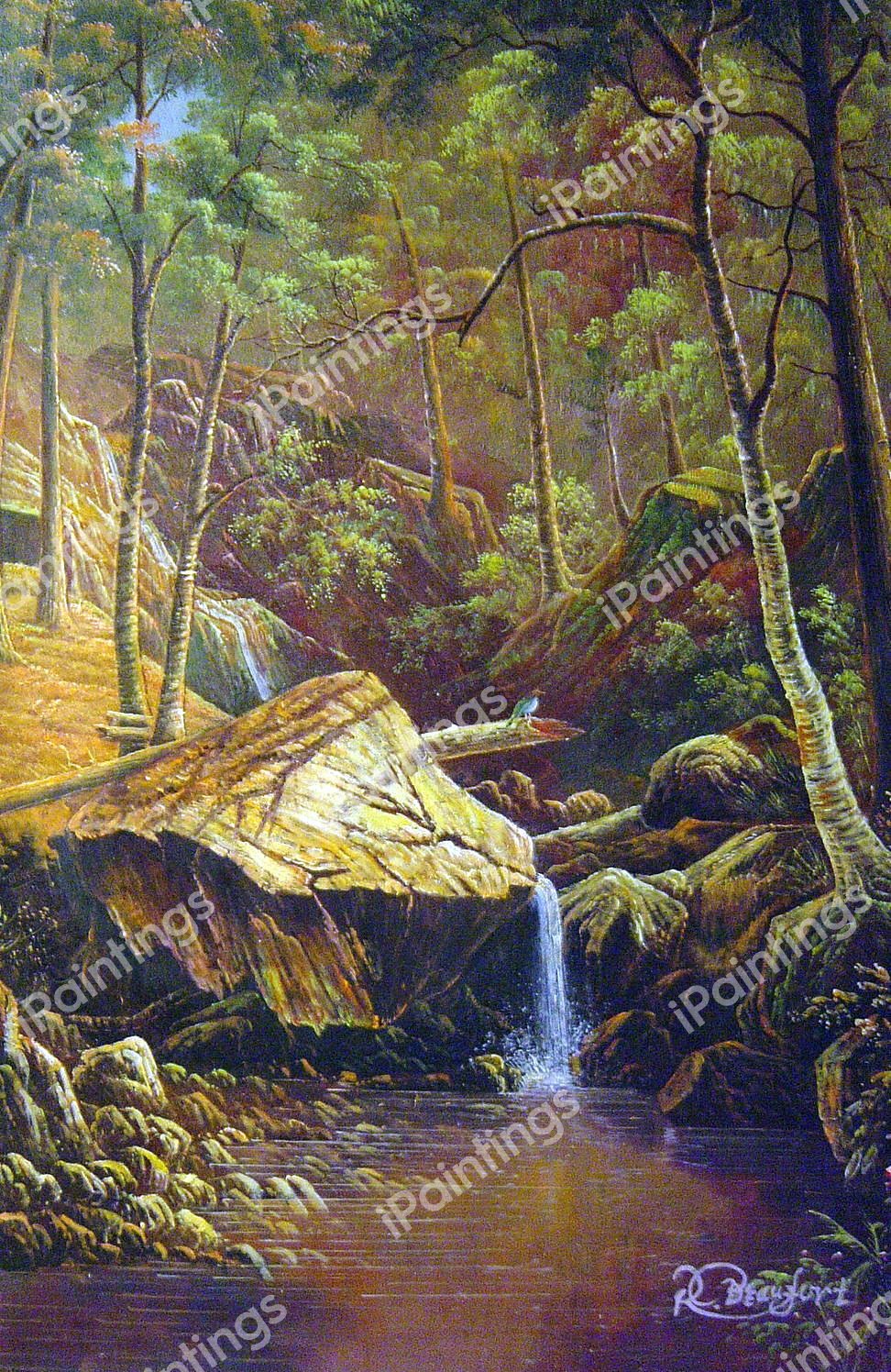 The Mountain Brook. The painting by Albert Bierstadt
