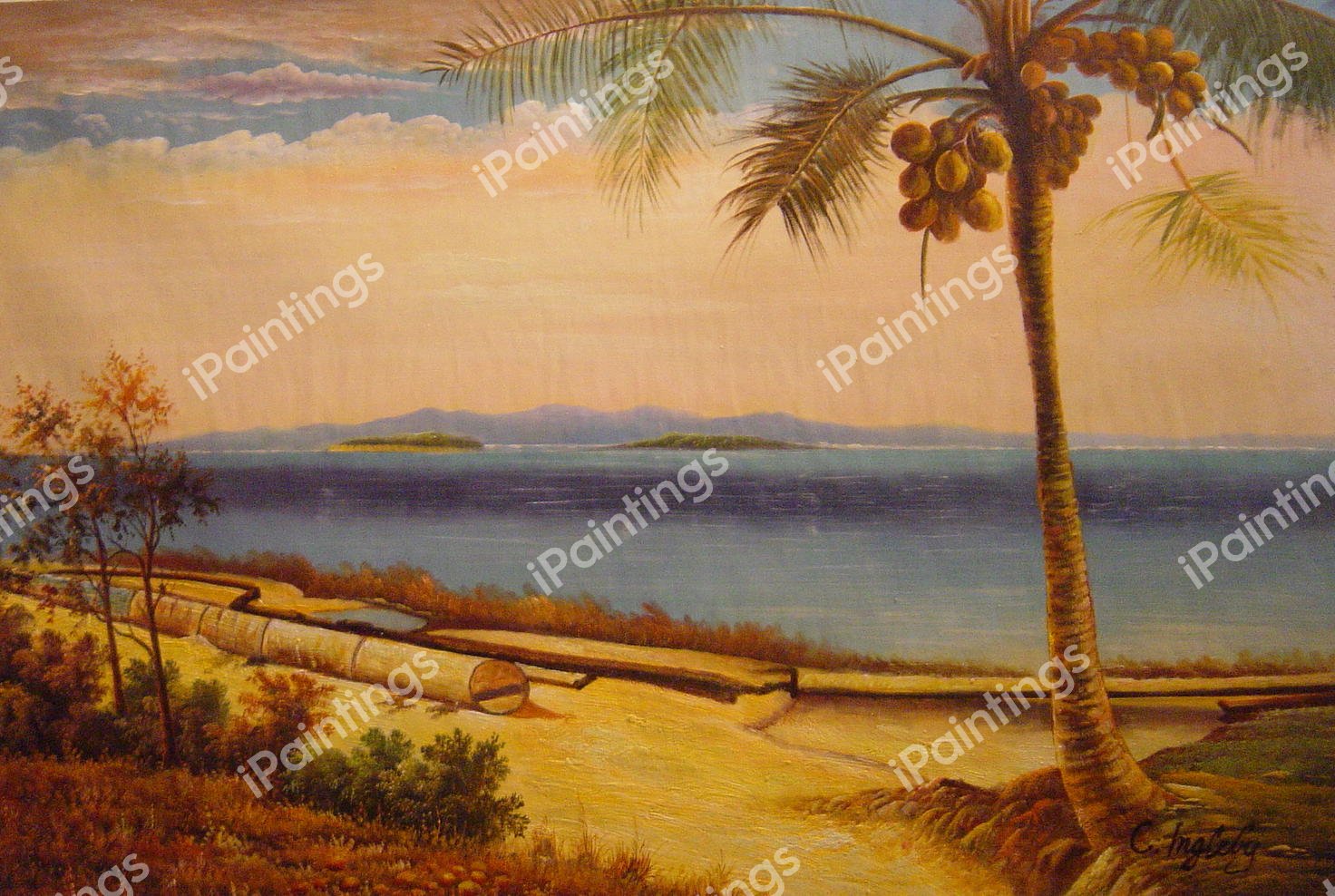 Tropical Coast. The painting by Albert Bierstadt