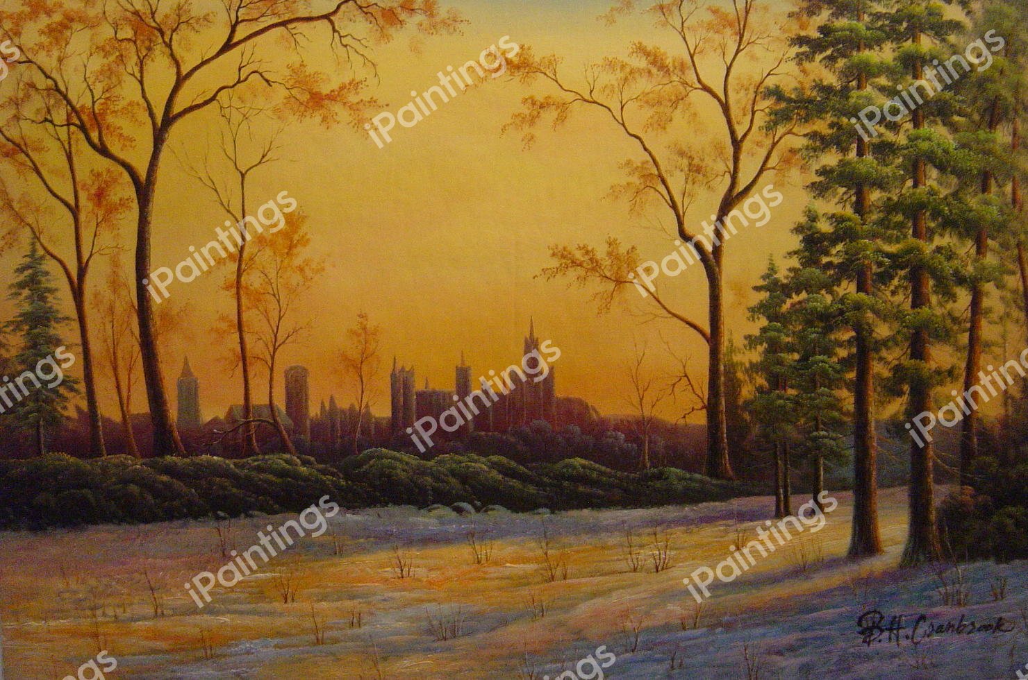 View Of Parliament Buildings. The painting by Albert Bierstadt