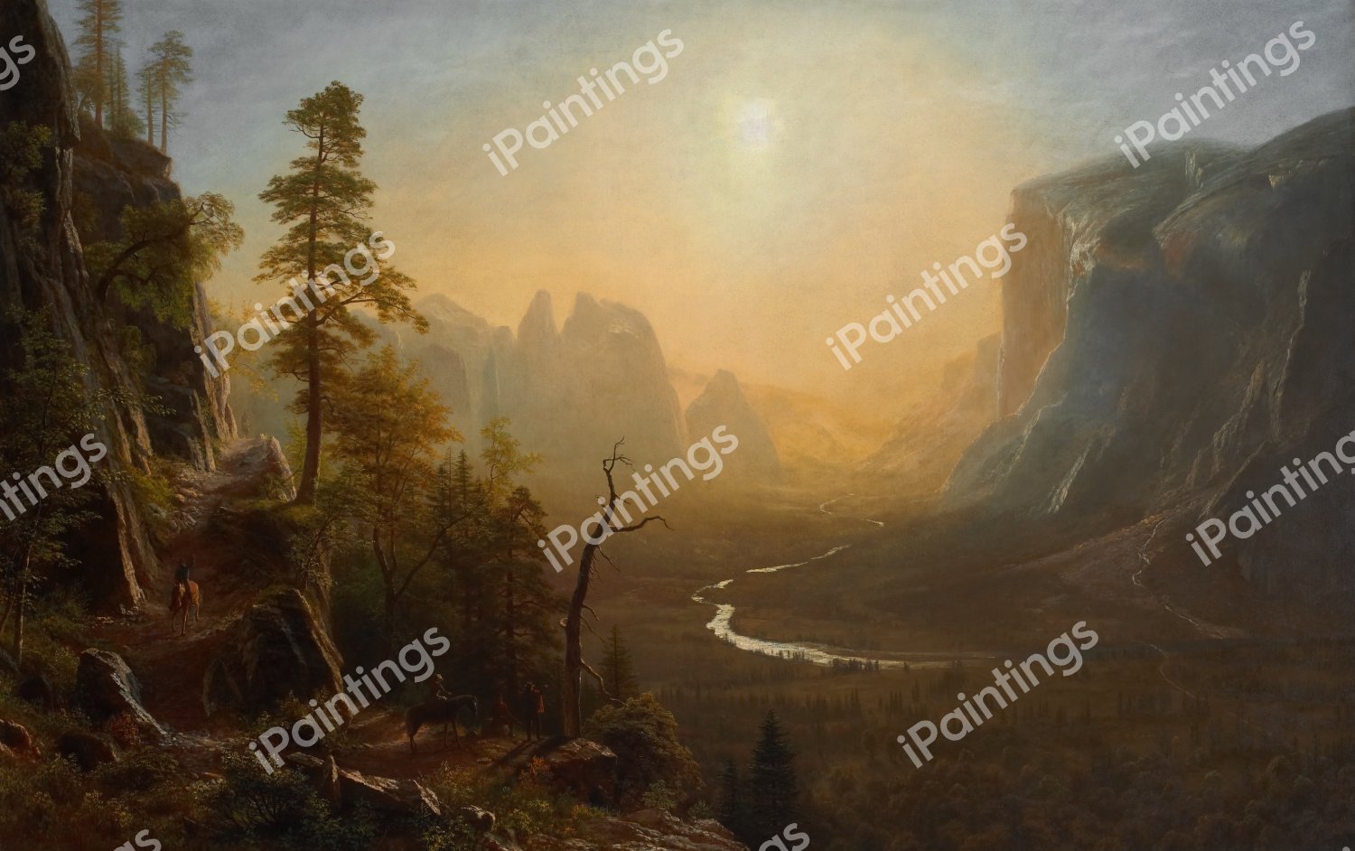 Yosemite Valley Glacier Point Trail. The painting by Albert Bierstadt