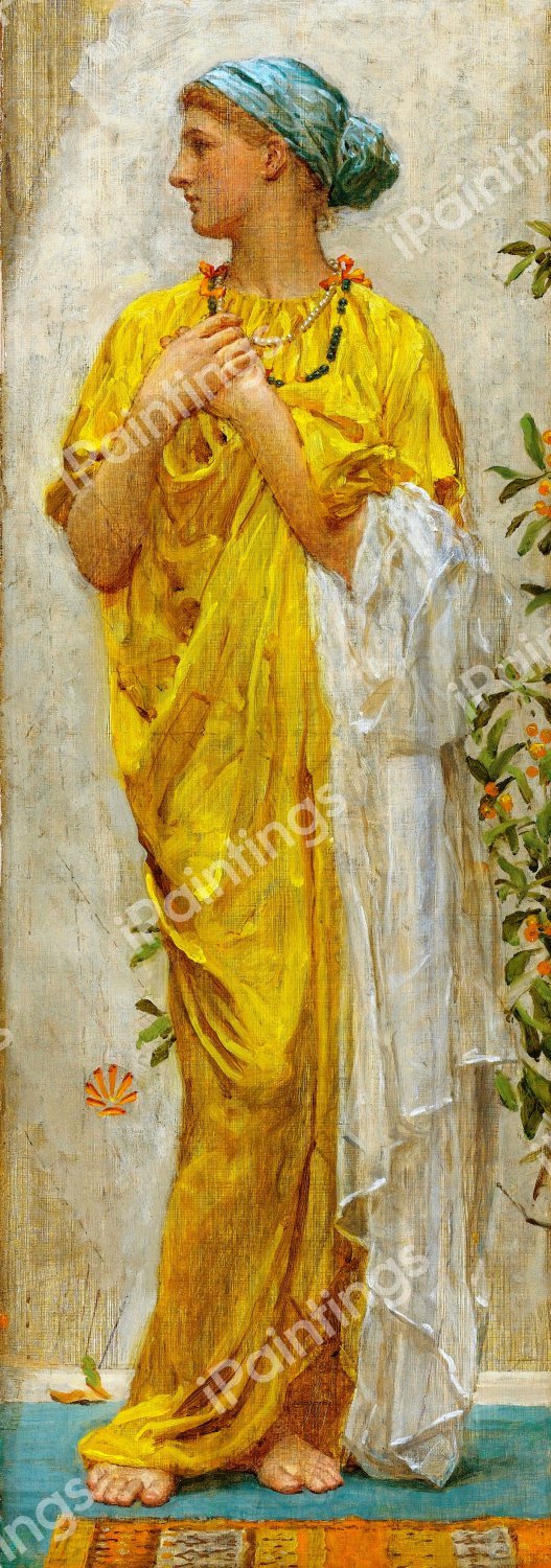 Standing Figure in Yellow and Blue. The painting by Albert Joseph Moore