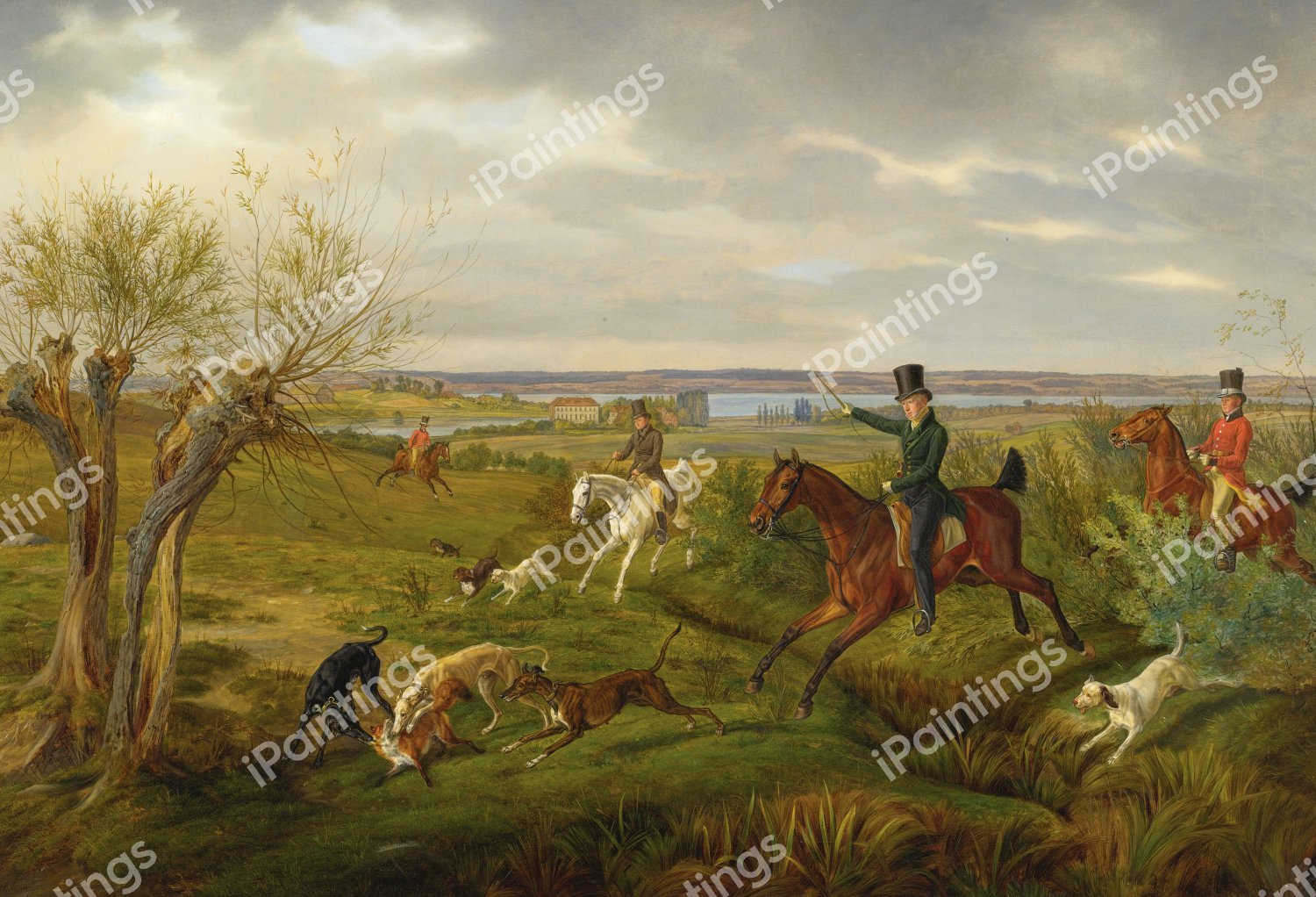 Count Halm on his Basedow Estatae with Seedorf Manor . The painting by Albrecht Adam