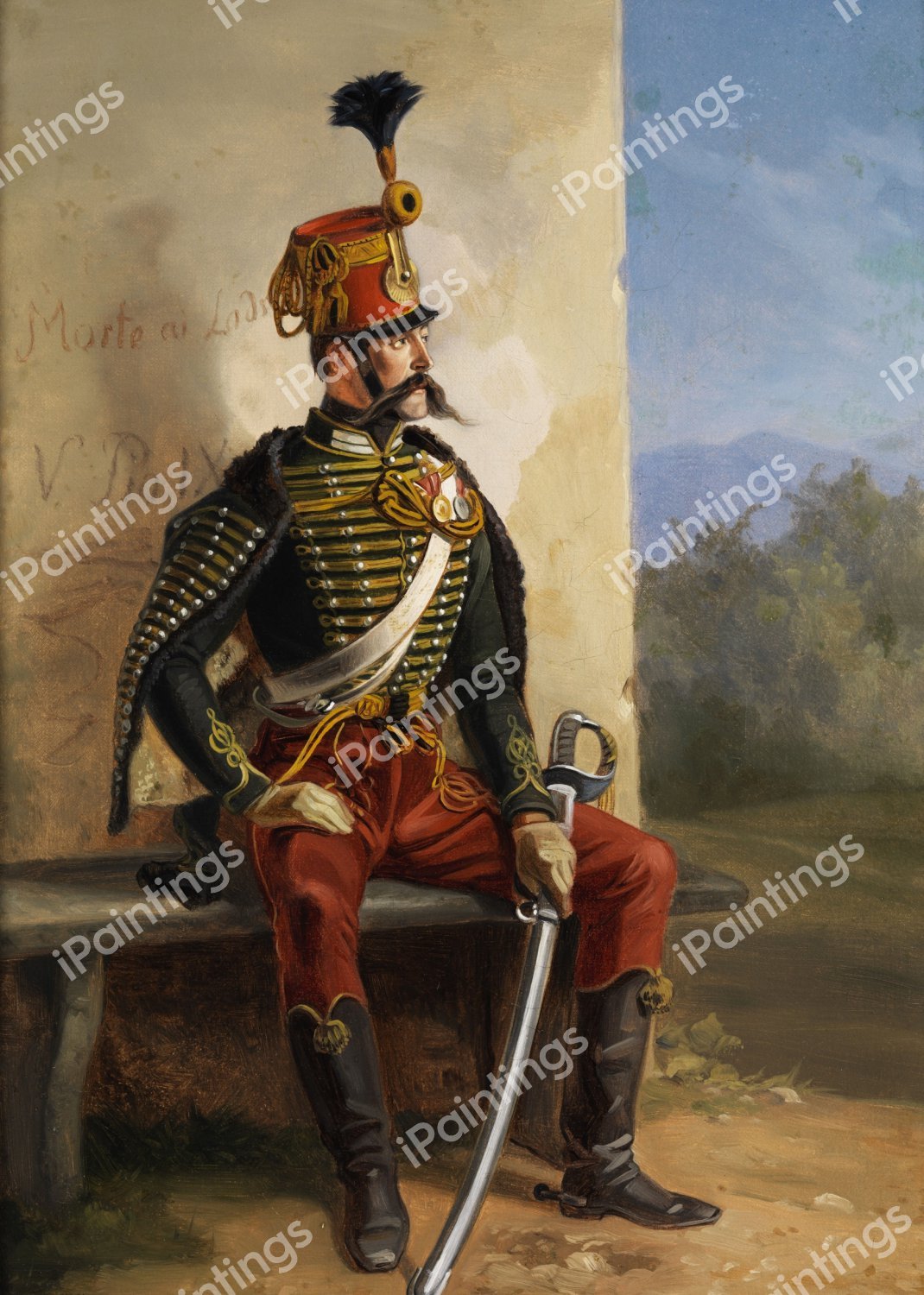 Soldier at Rest. The painting by Albrecht Adam