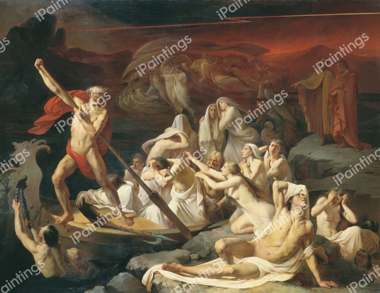 Charon Carries Souls Across the River Styx. The painting by Alexander Litovchenko