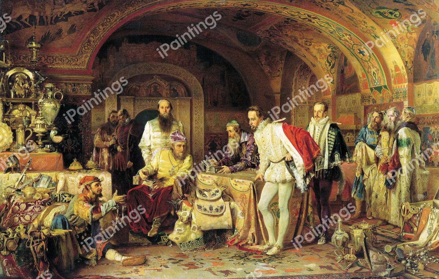 Ivan the Terrible Showing His Treasures to Jerome Horsey. The painting by Alexander Litovchenko
