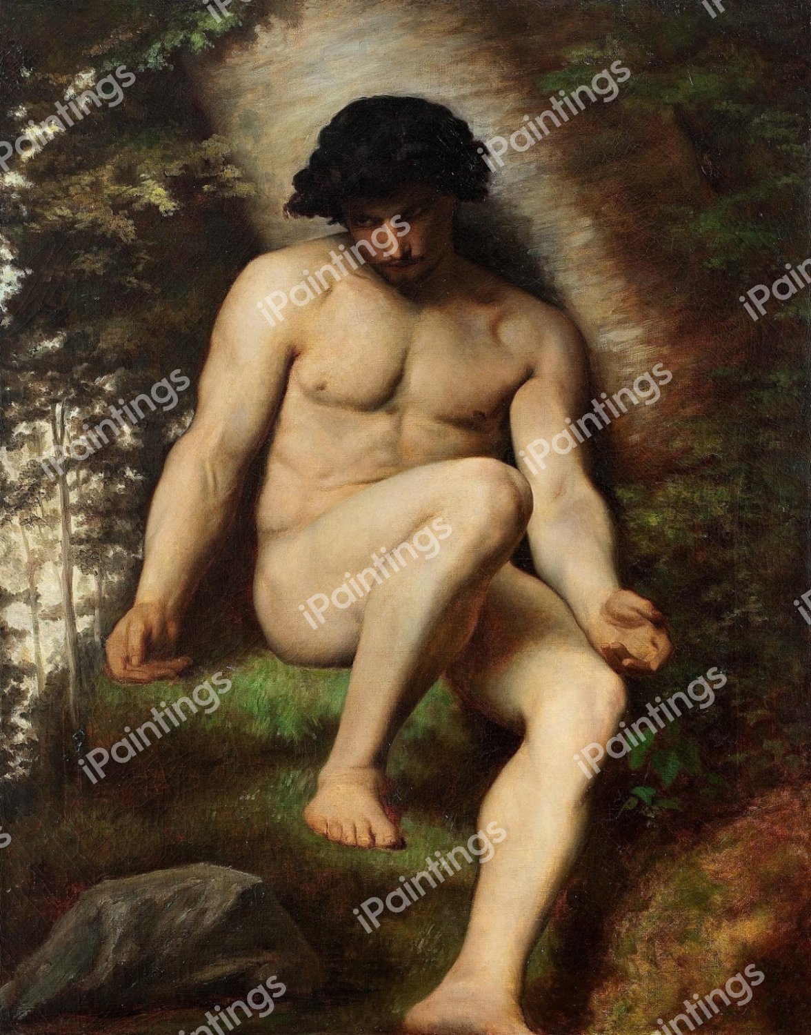 Adam, Study for Paradise Lost. The painting by Alexandre Cabanel