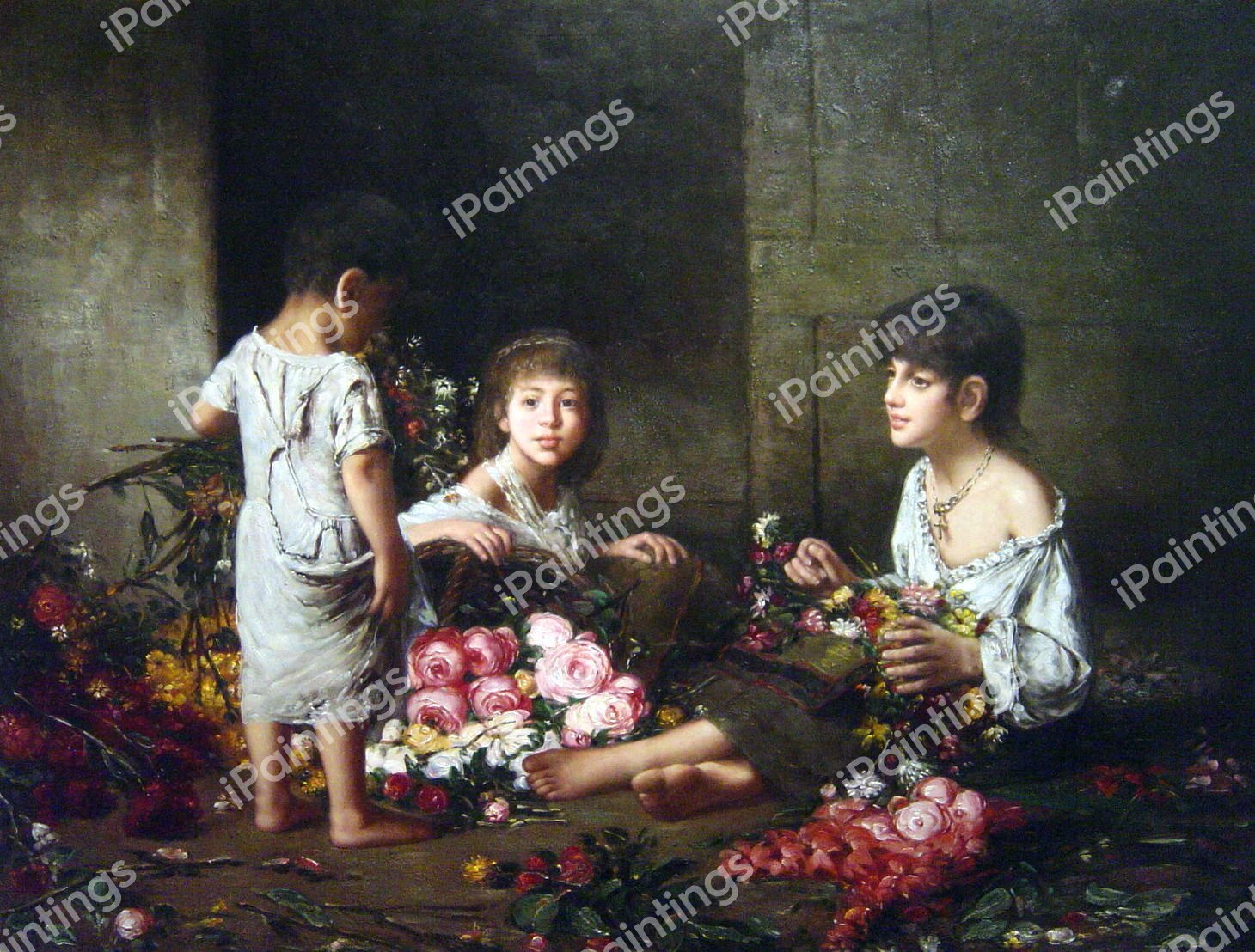 The Flower Girls. The painting by Alexei Harlamoff