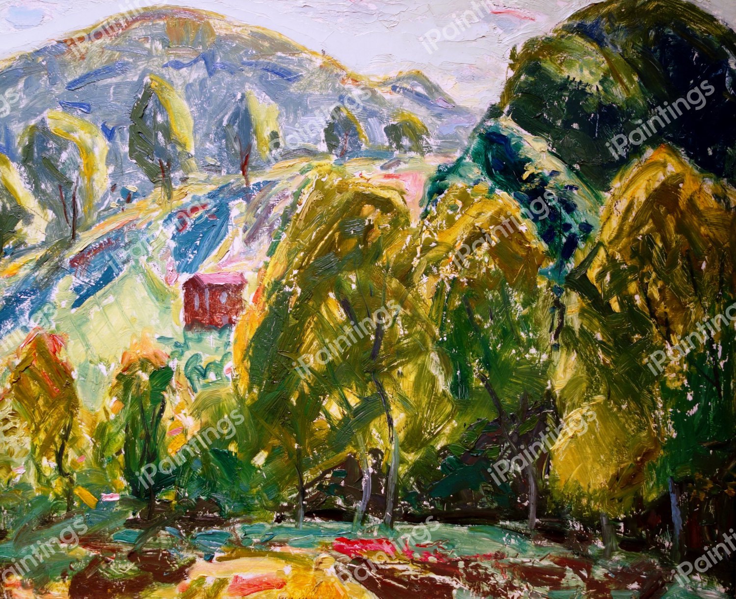 Marlboro Landscape (House in Hills) . The painting by Alfred Henry Maurer