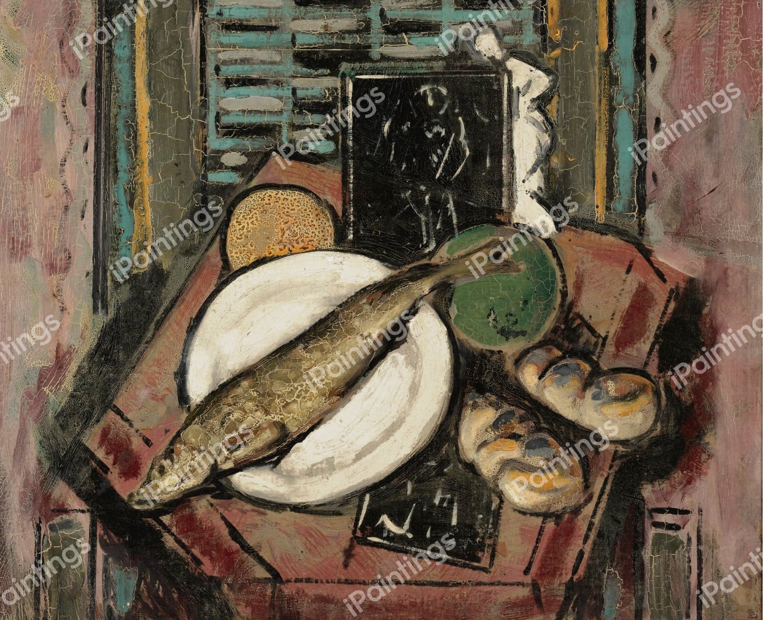 Still Life with Fish. The painting by Alfred Henry Maurer