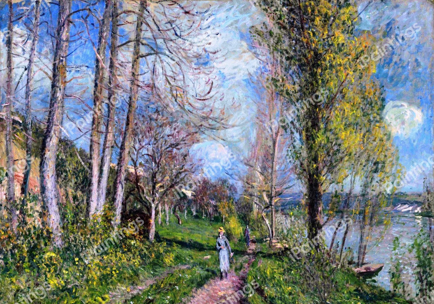 Banks of the Seine at By. The painting by Alfred Sisley