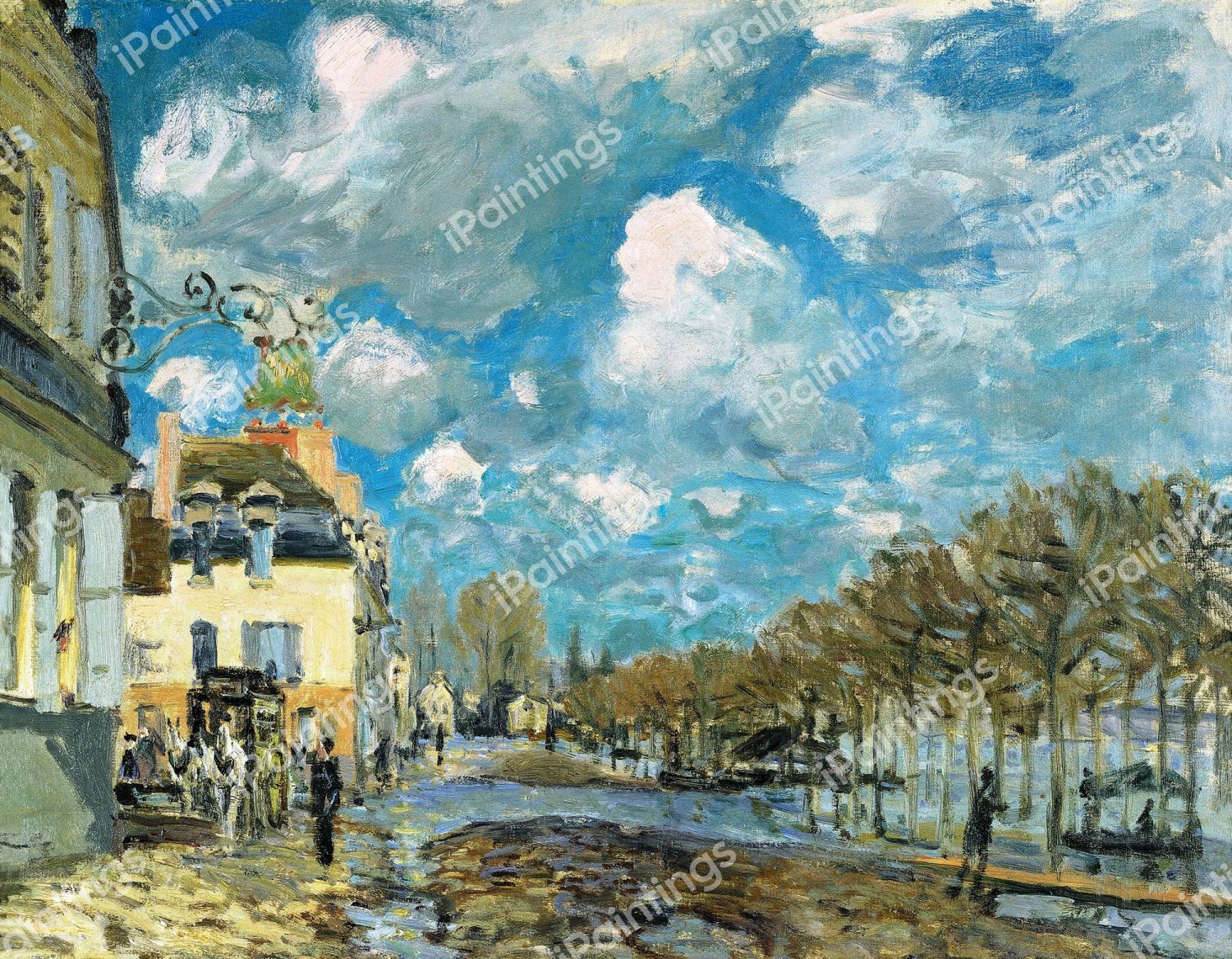 Flood at Port-Marly. The painting by Alfred Sisley