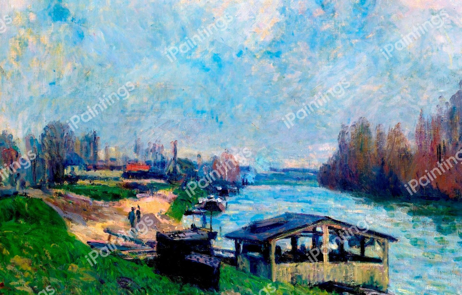 Le Lavoir de Billancourt. The painting by Alfred Sisley