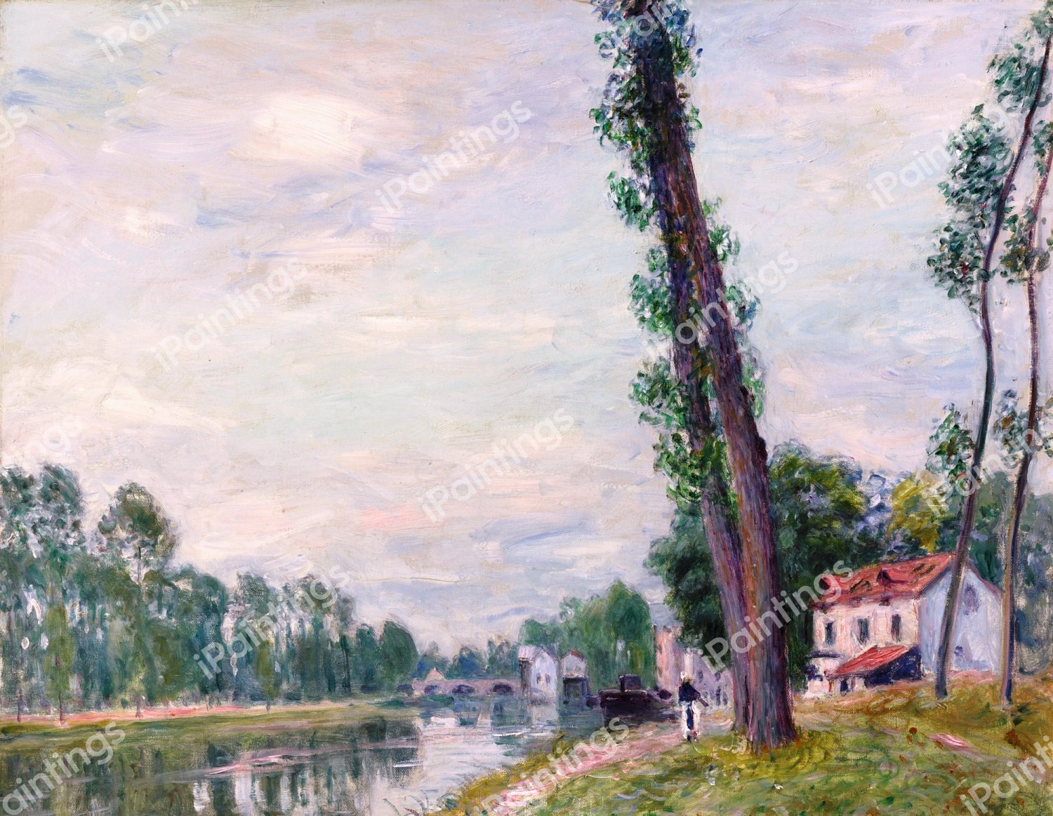Les Bords du Loing. The painting by Alfred Sisley