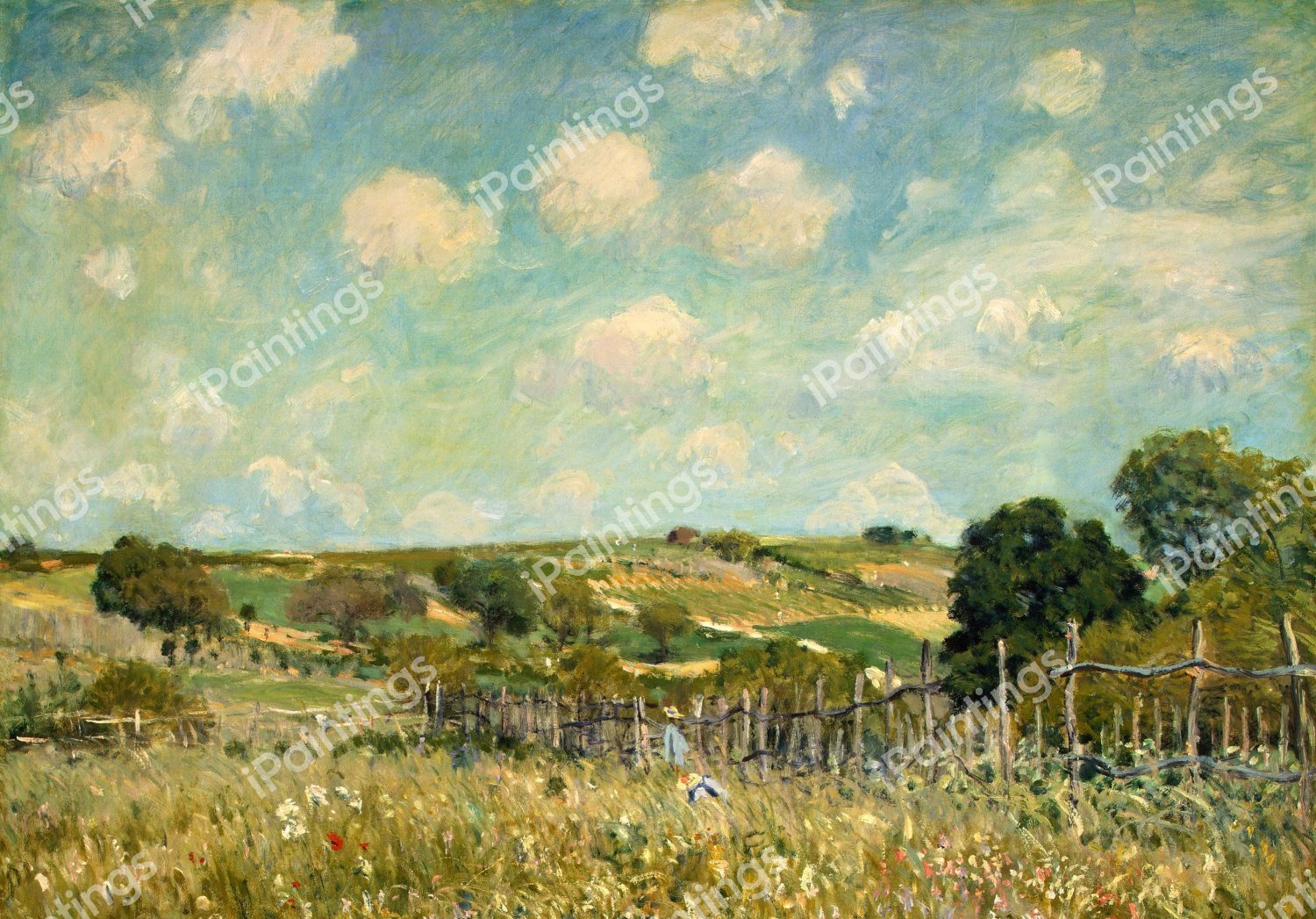 Meadow. The painting by Alfred Sisley
